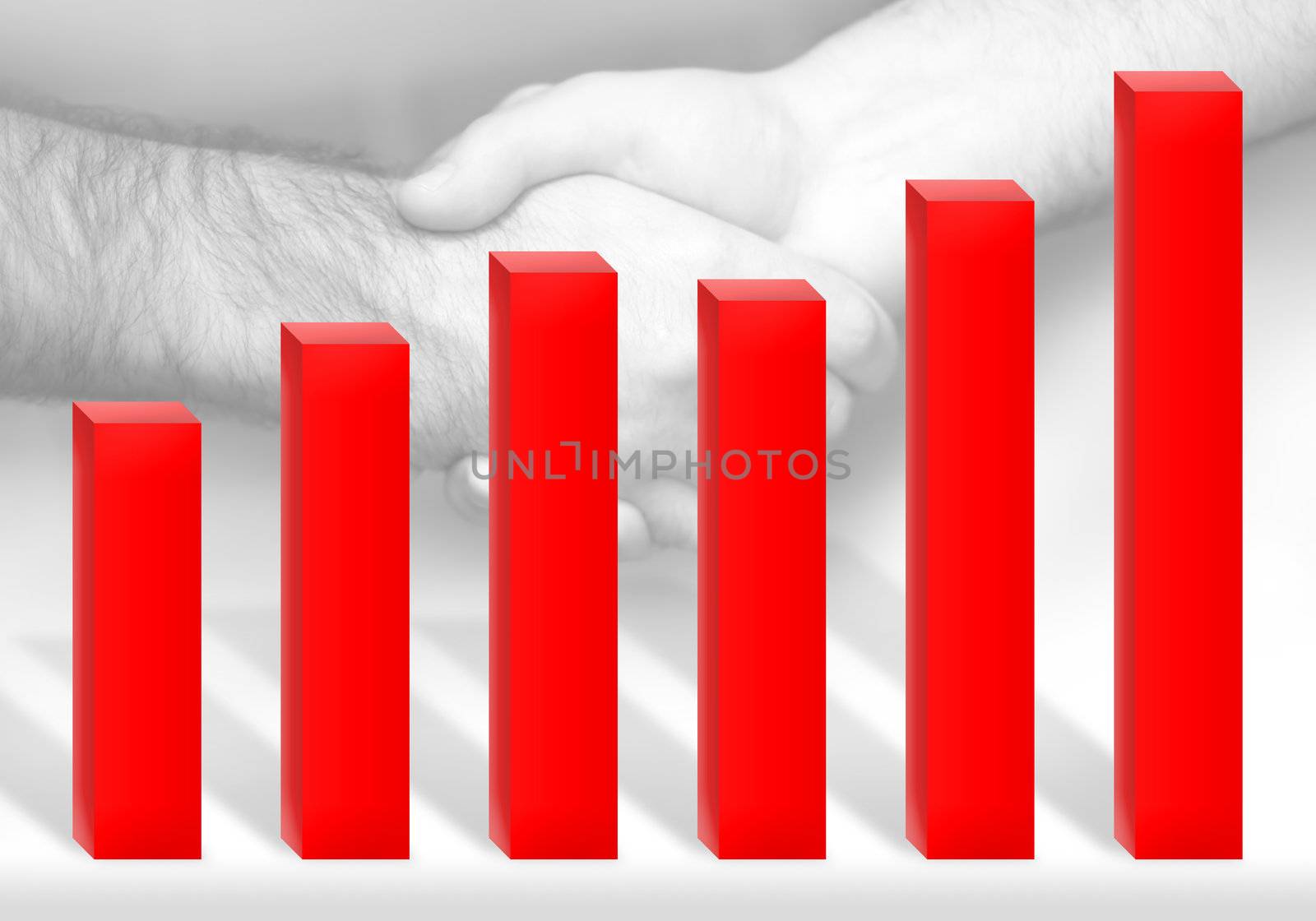 3d chart illustration showing profits or growth - a successful business deal.