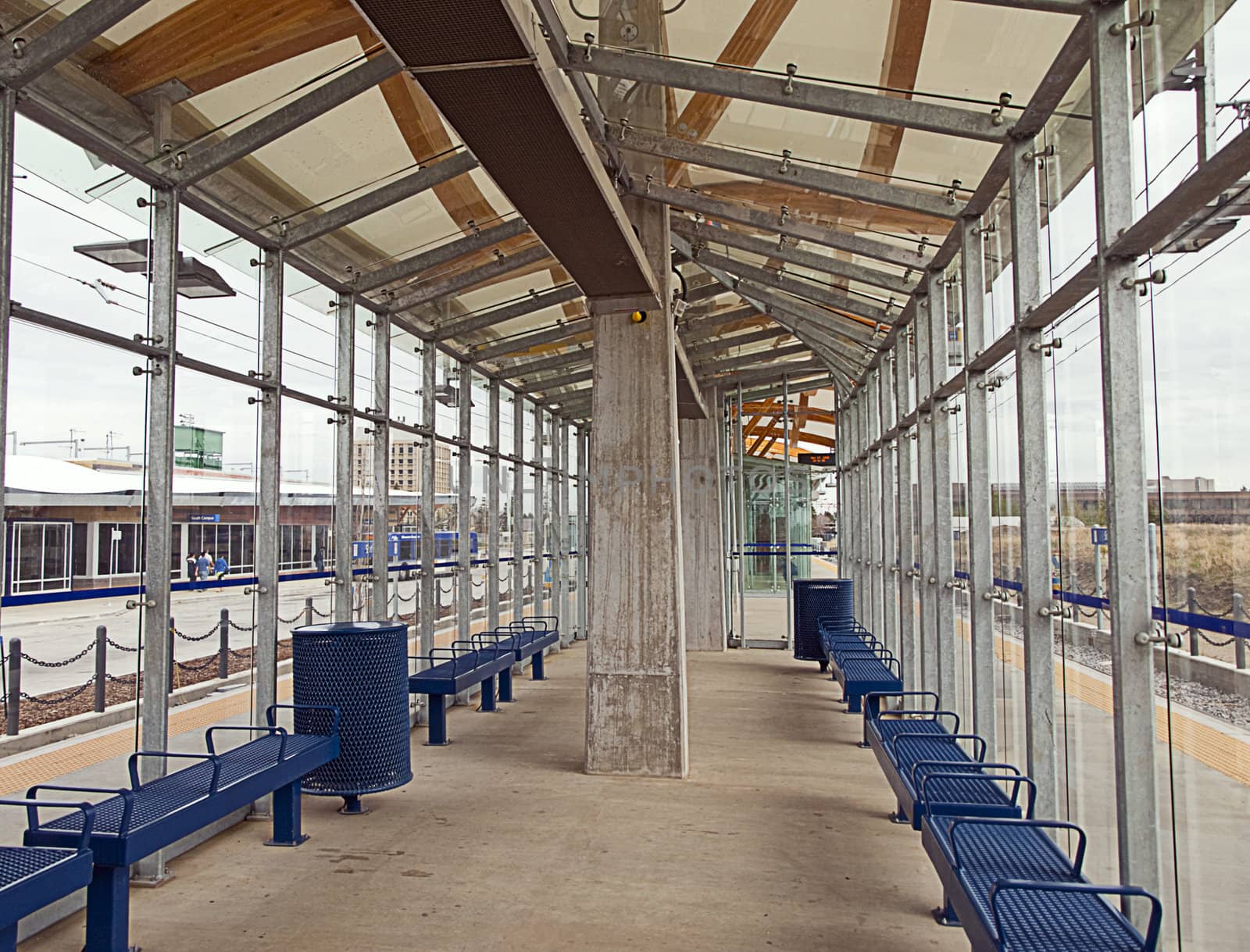 Interior of the recently constructed South Campus Station in Edmonton, Alberta, Canada.