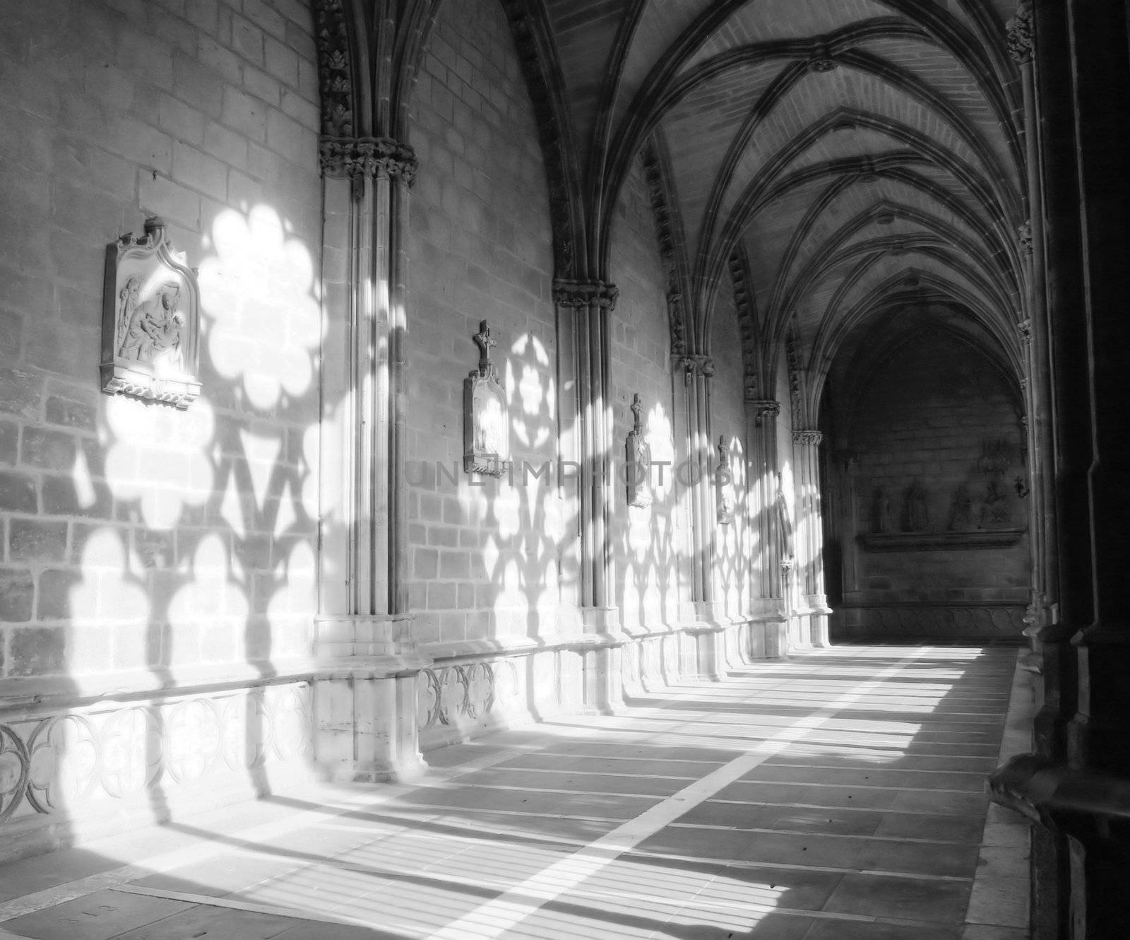 light and shade in the cloister of Pamplona Cathedral