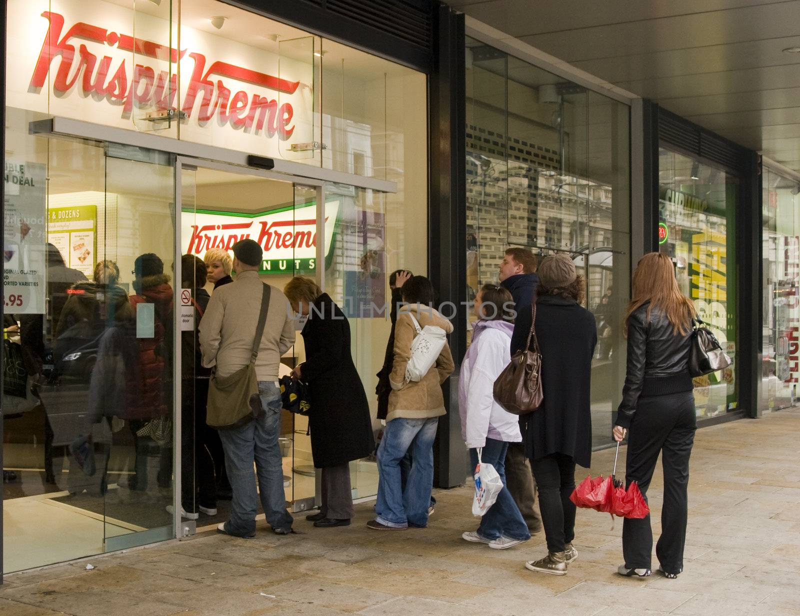 Queue at the Krispy Kreme shop