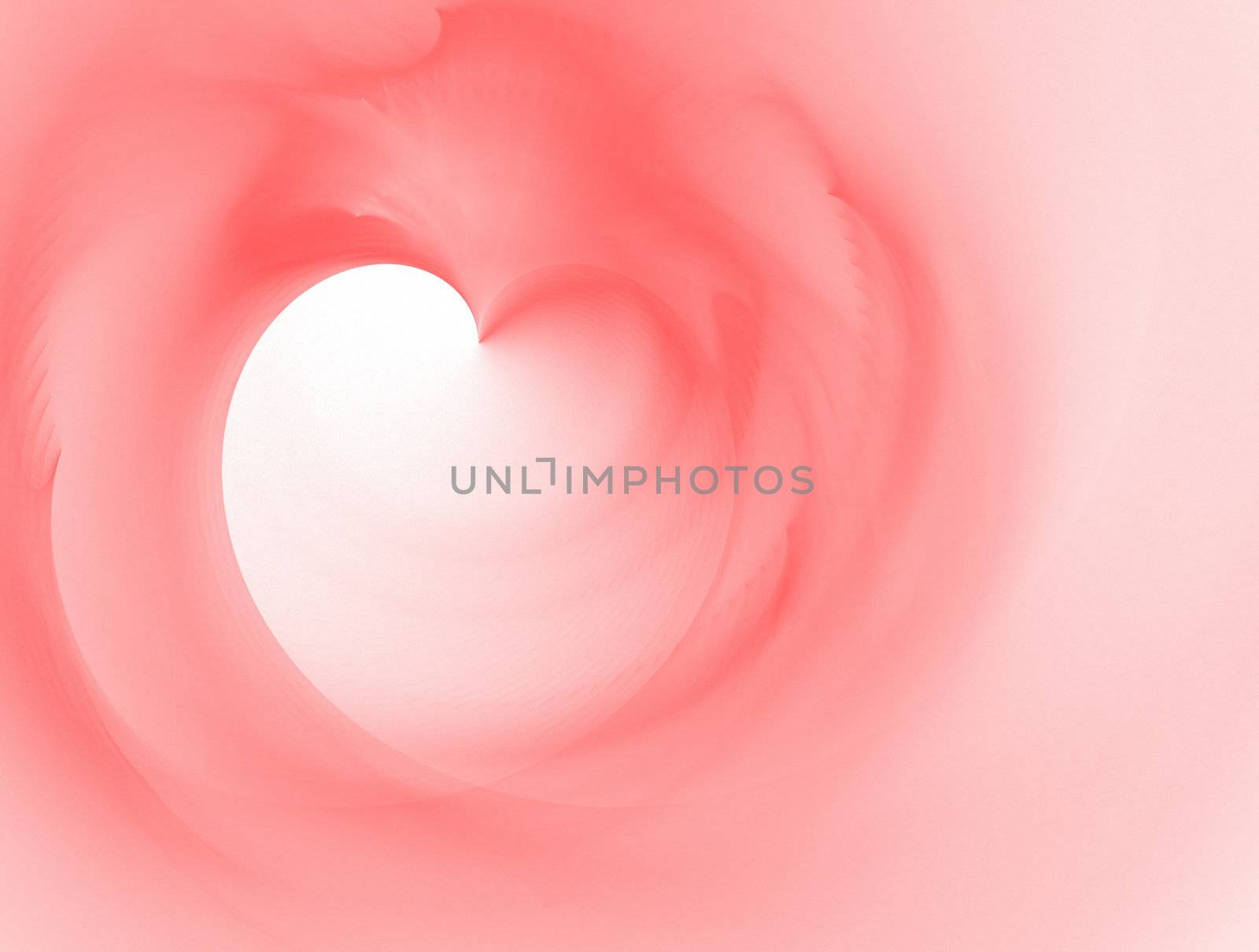 very smooth rose fractal heart over white
