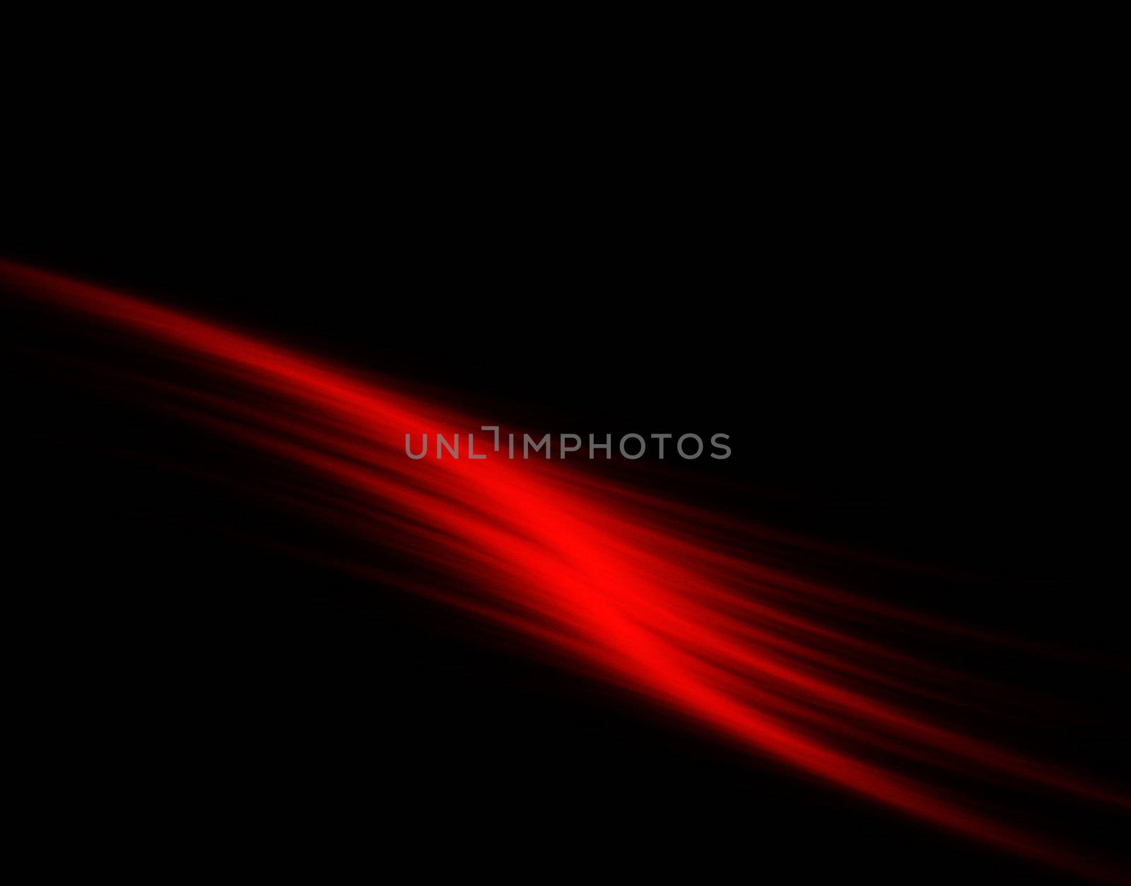 Red line, light, ray, beam crossing diagonal a black background, plenty of copy space 