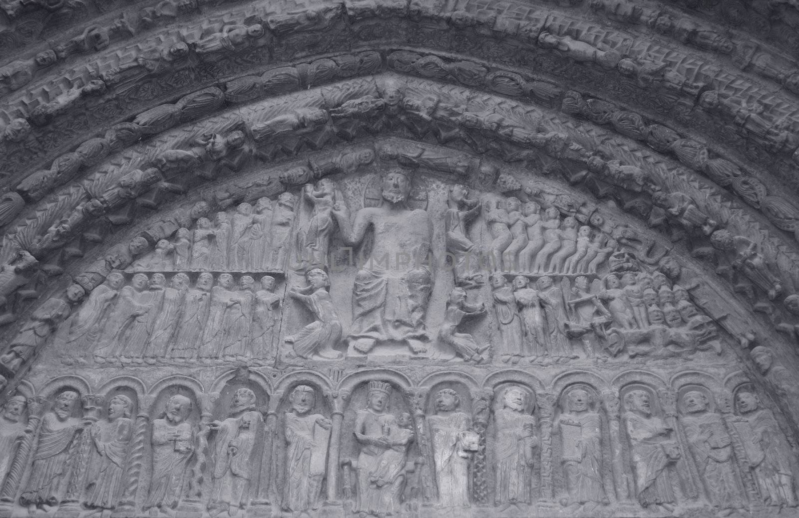 Portal of the famous church of St.Maria la Real, Sanguesa, Navarra, Spain, detail