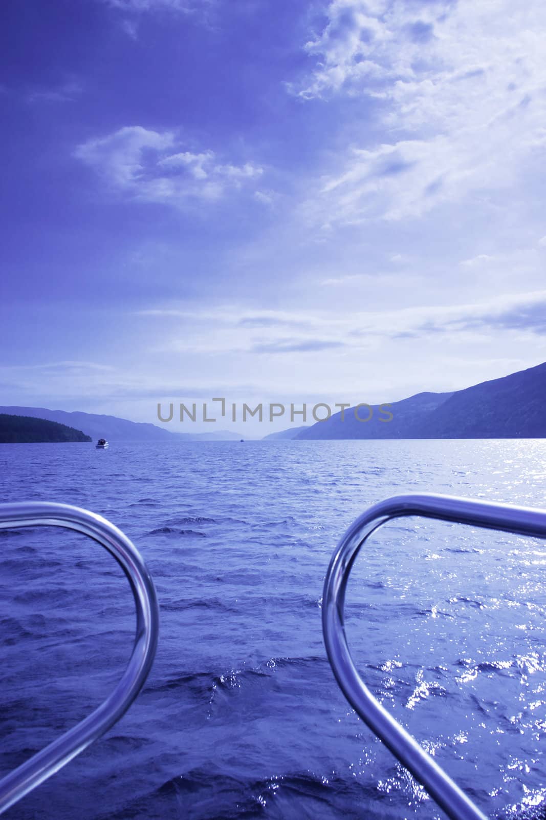 Blue waterscape from boat by hospitalera
