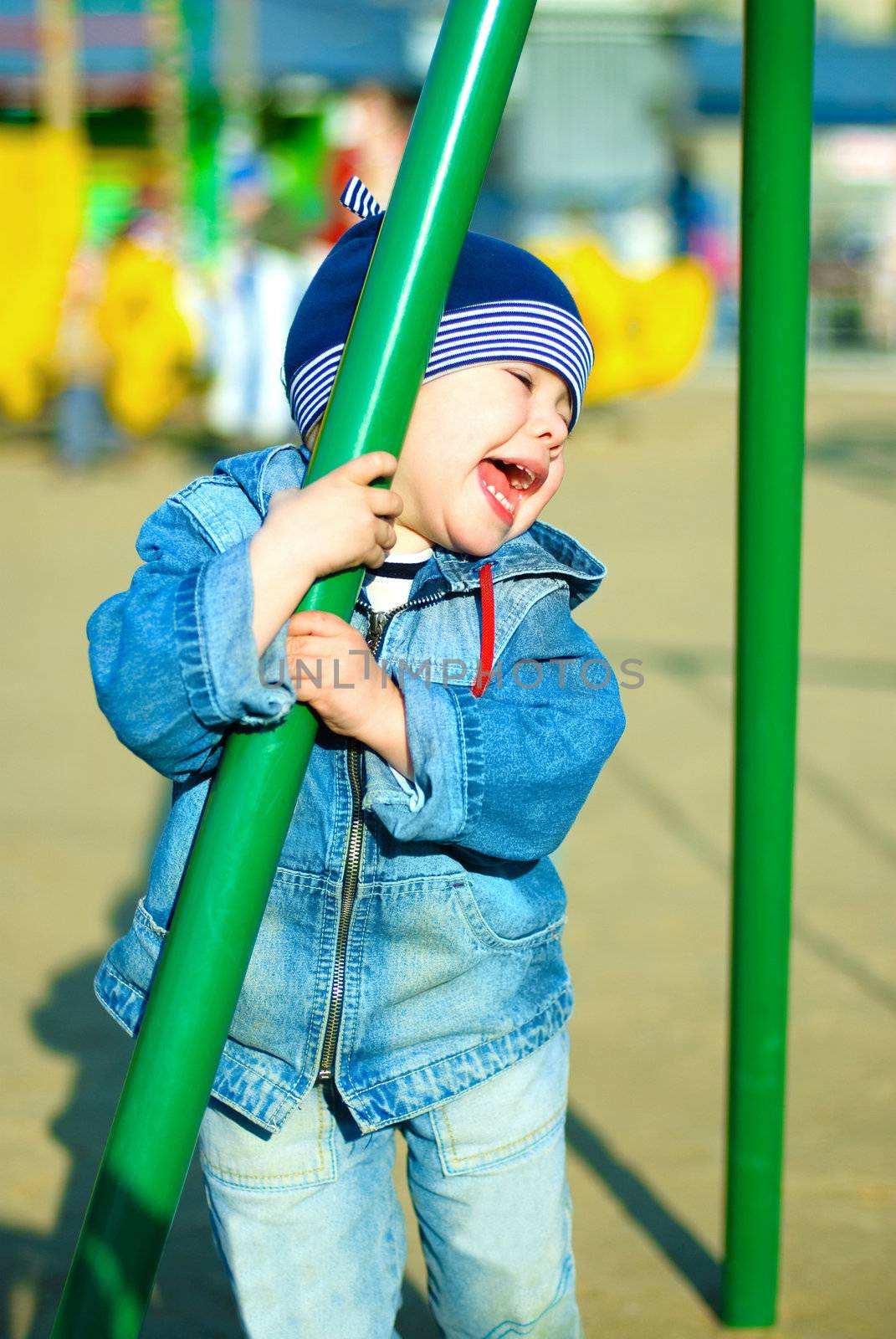 crying little boy outdoor in the park