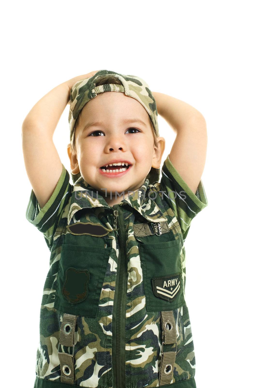 boy dressed in camouflage by lanak