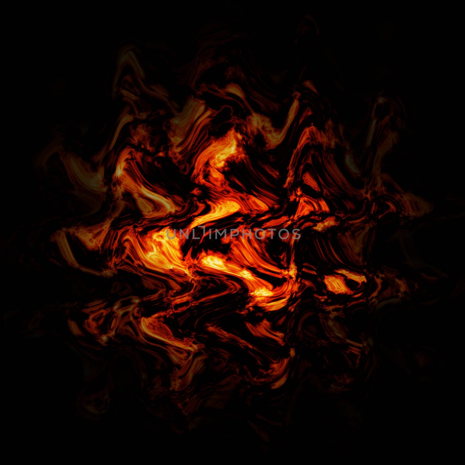 the burning reflection on the black background