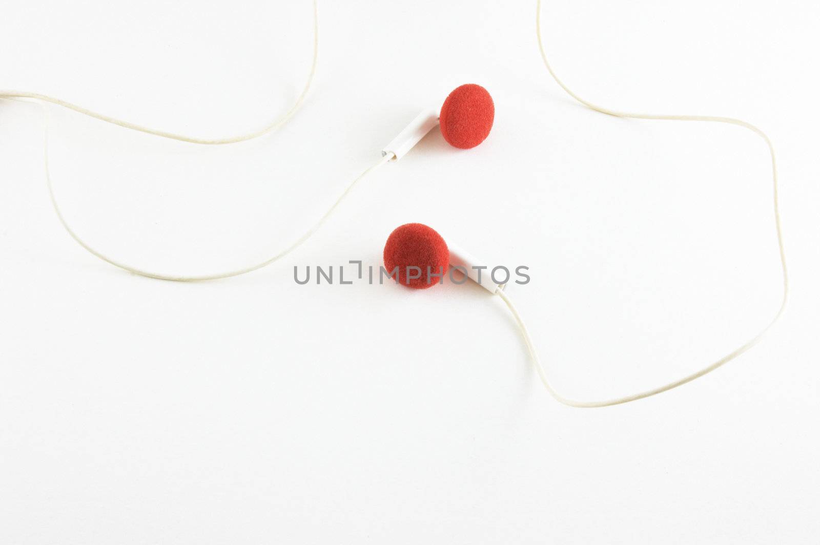 red earphones