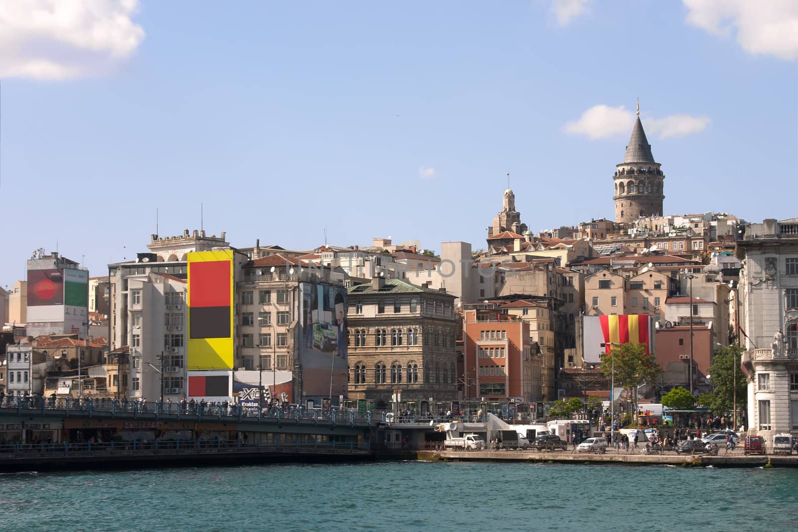 Overview Istambul with Galata tower over blue sky