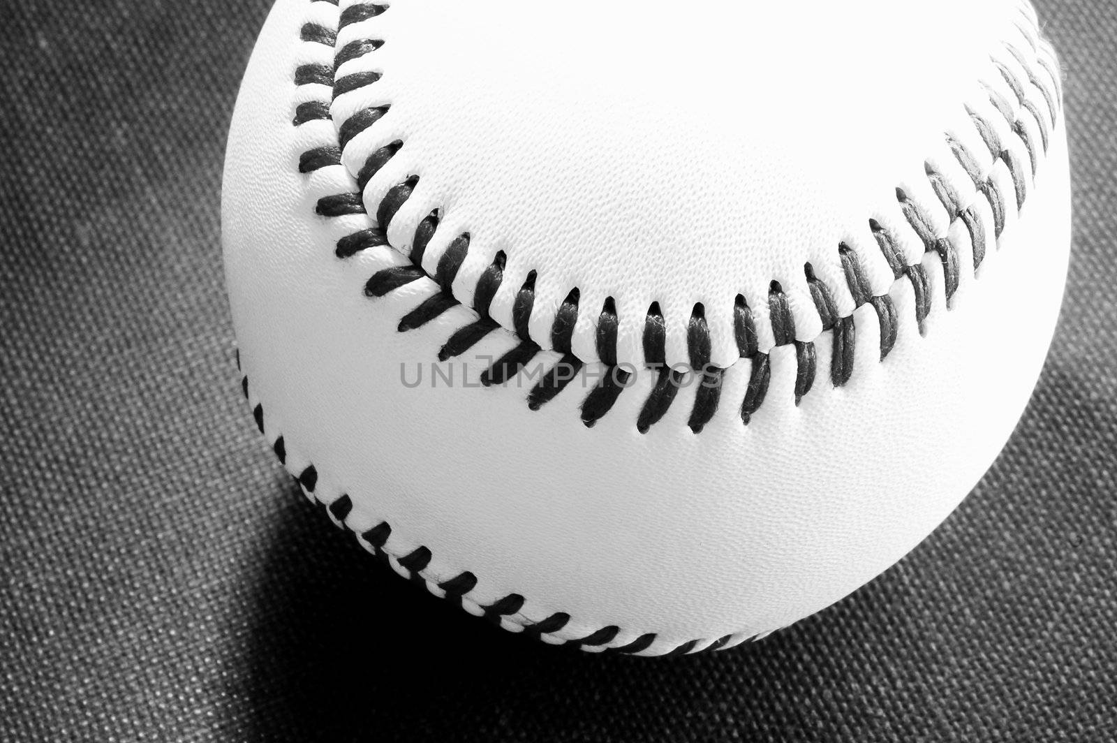 Baseball in black and white.