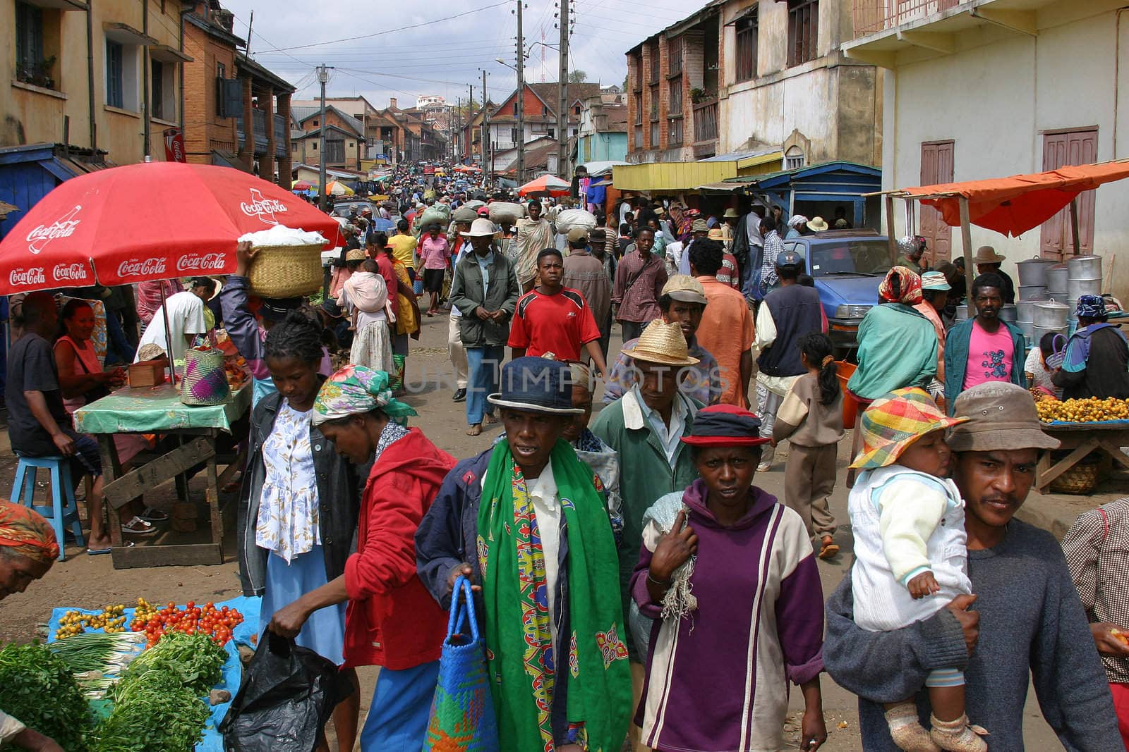 Market scene in a street in Madagascar