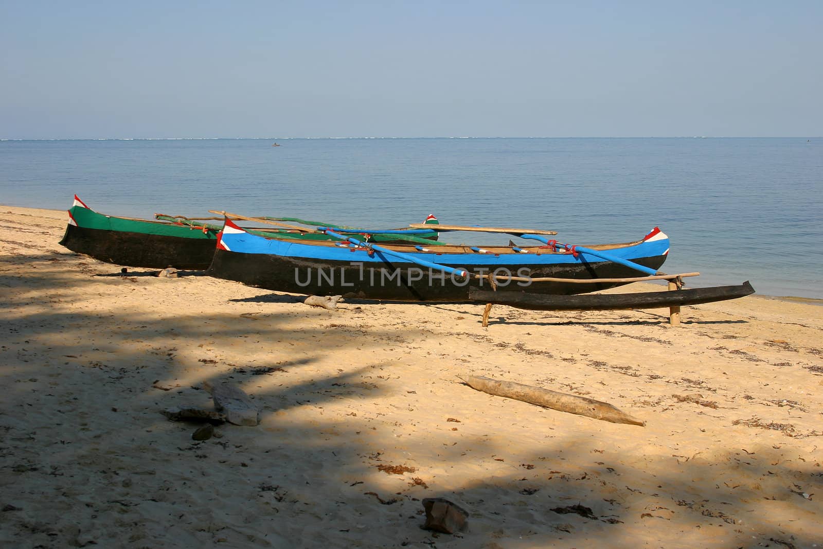 Canoes on the beach in Ifaty, Madagascar