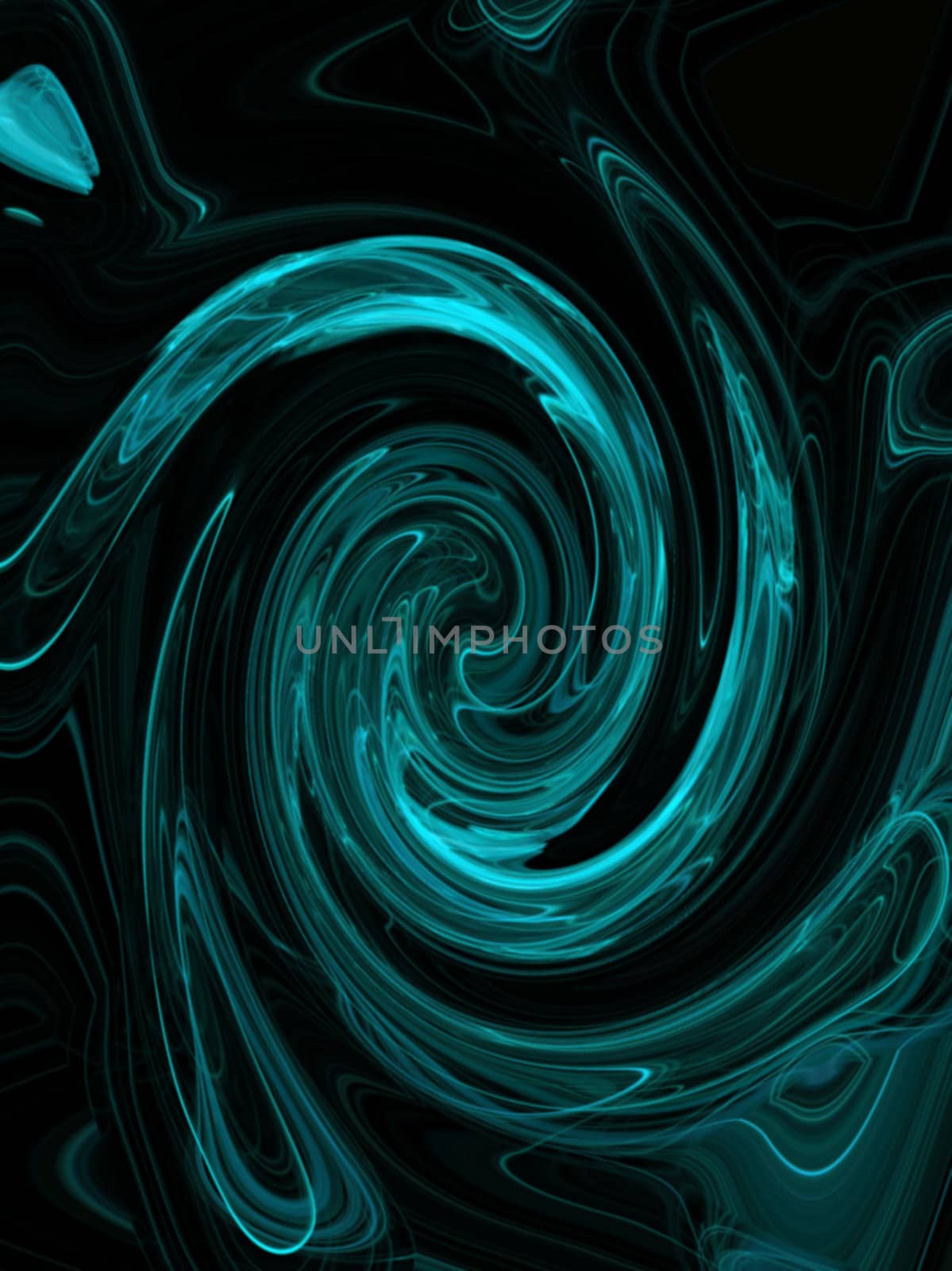 a blue spiral vortex - very fluid-like