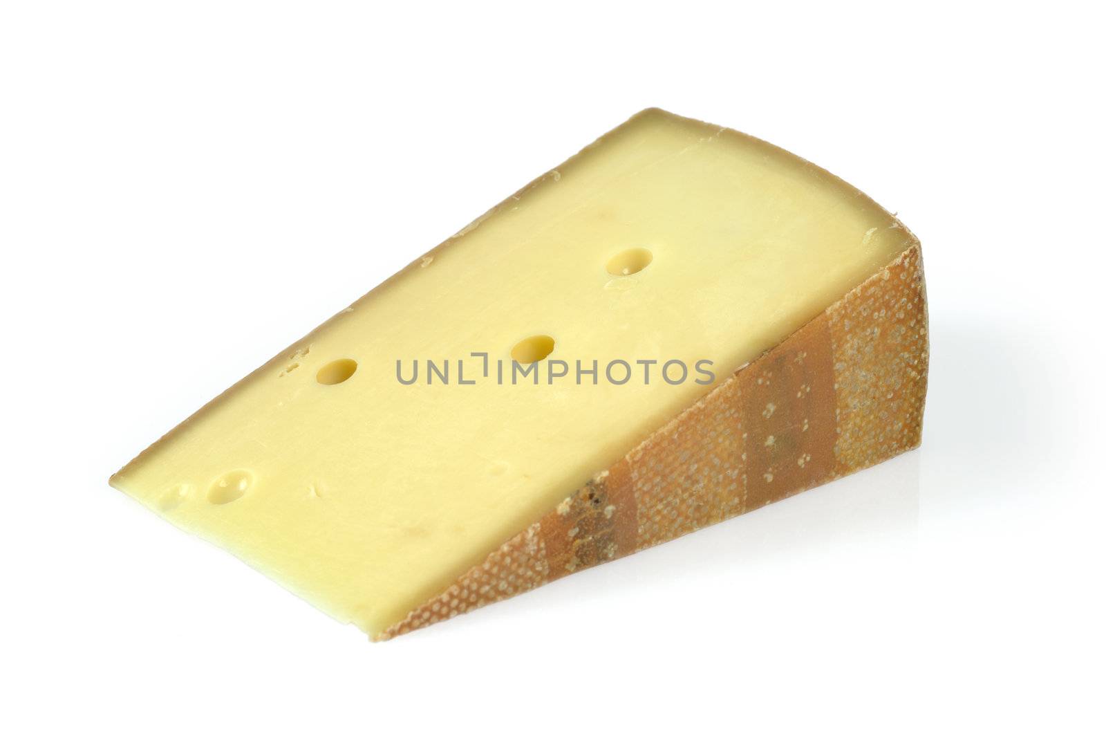 A big wedge of Swiss cheese. Isolated image with clipping path included.
