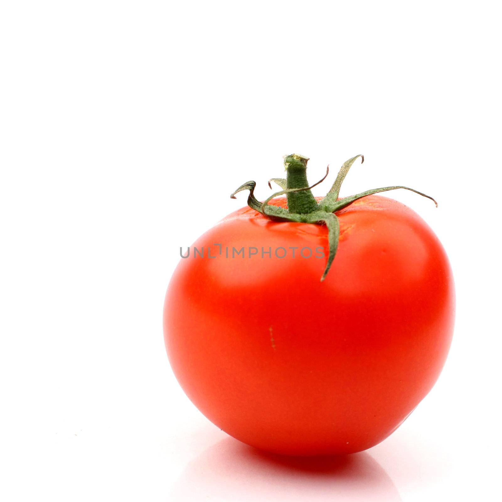 one tomato isolated on white background