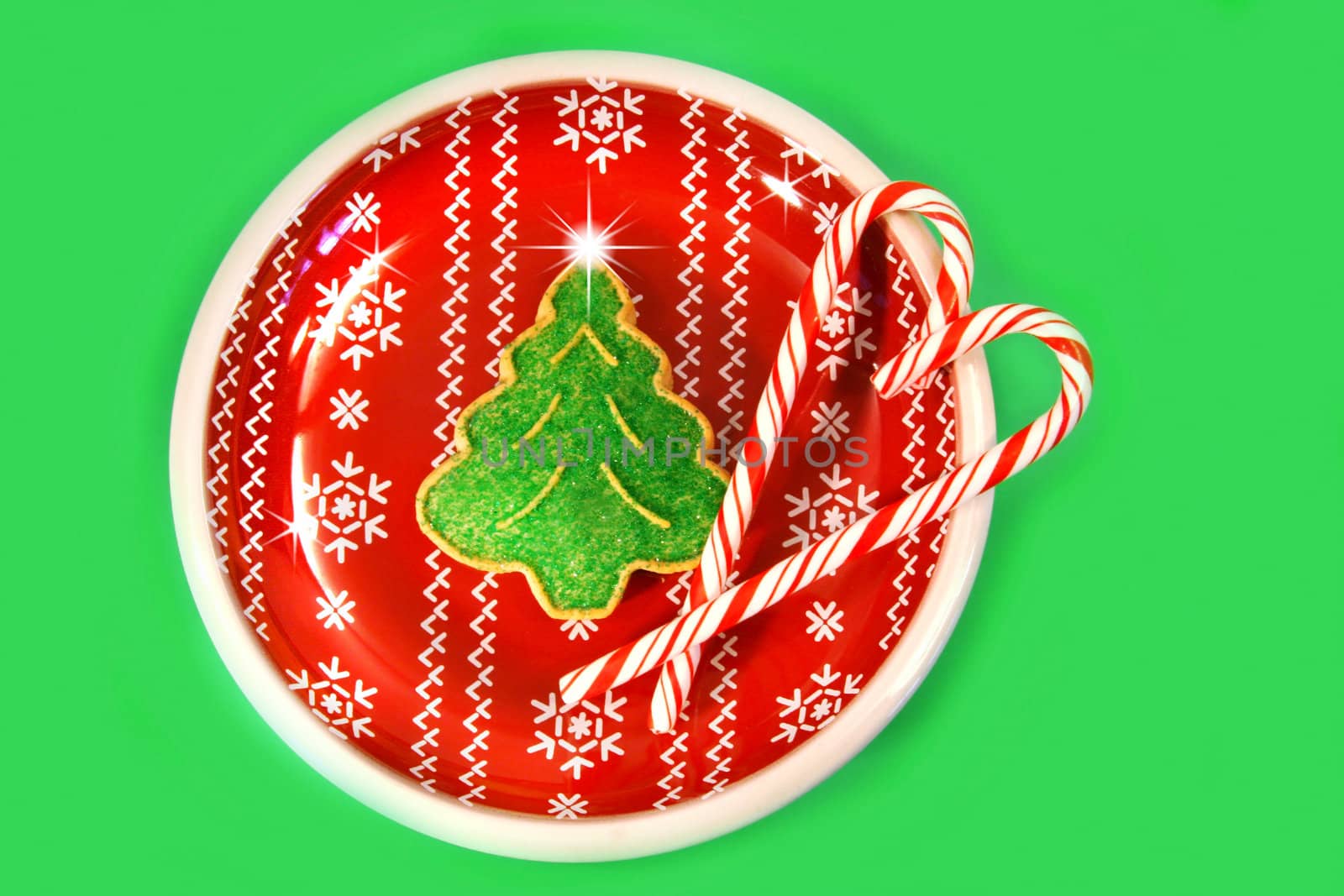 Christmas tree cookie with candy canes  by Sandralise