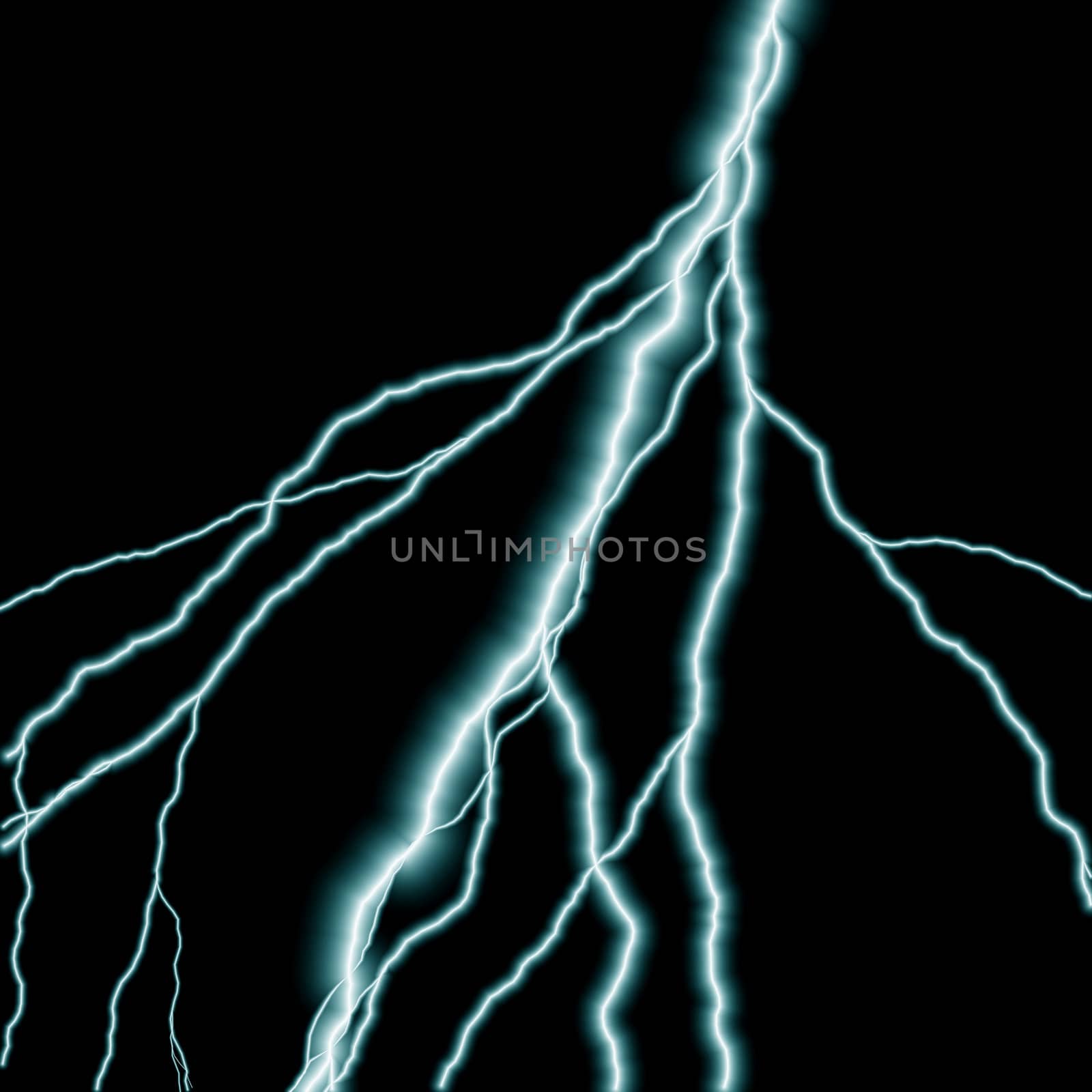 Bolts of lightning isolated over a black background.