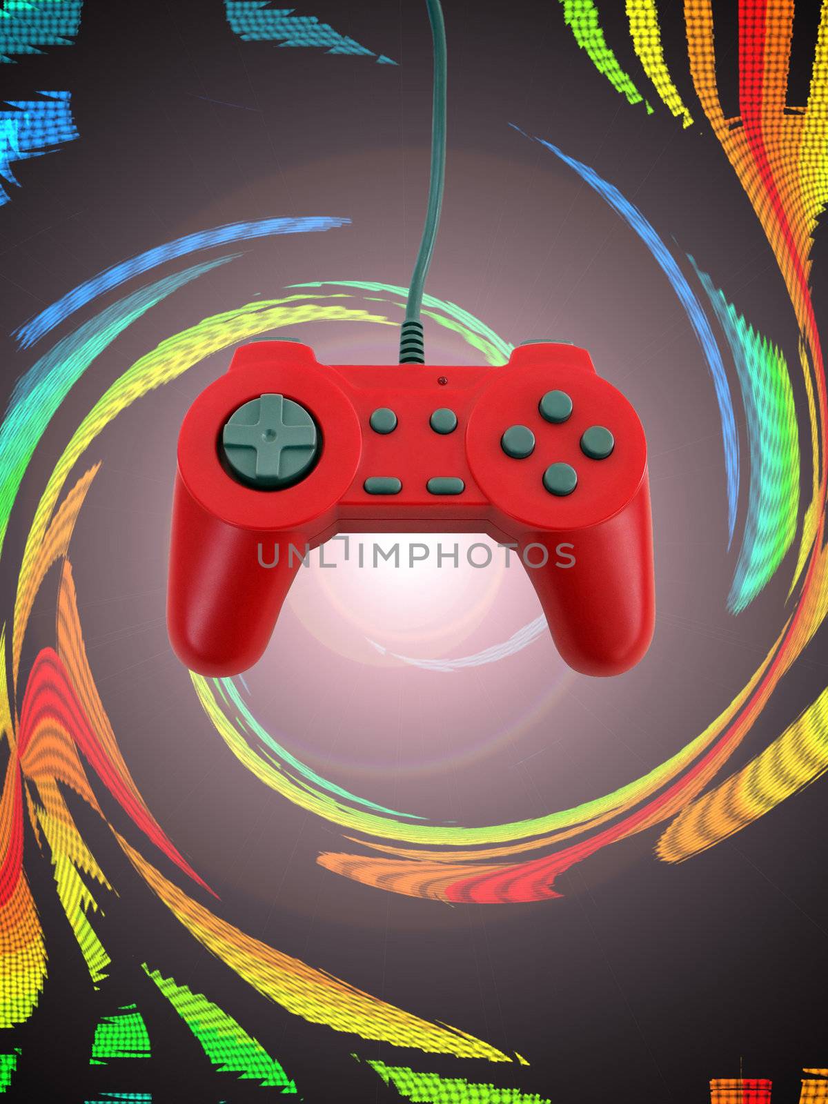 A red game controller isolated over white with plenty of copyspace.  This file includes the clipping path.  