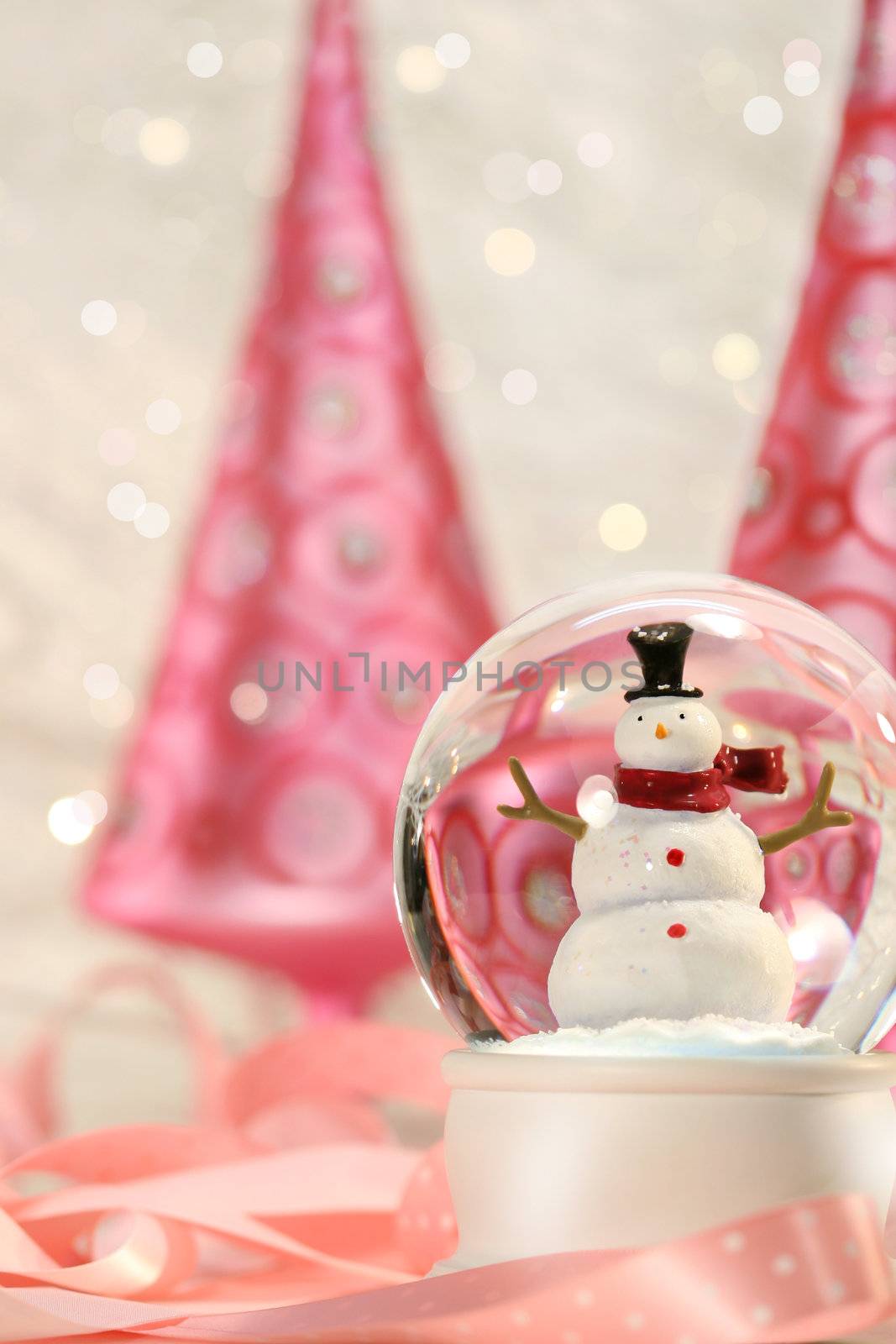 Snow globe with pink  trees by Sandralise