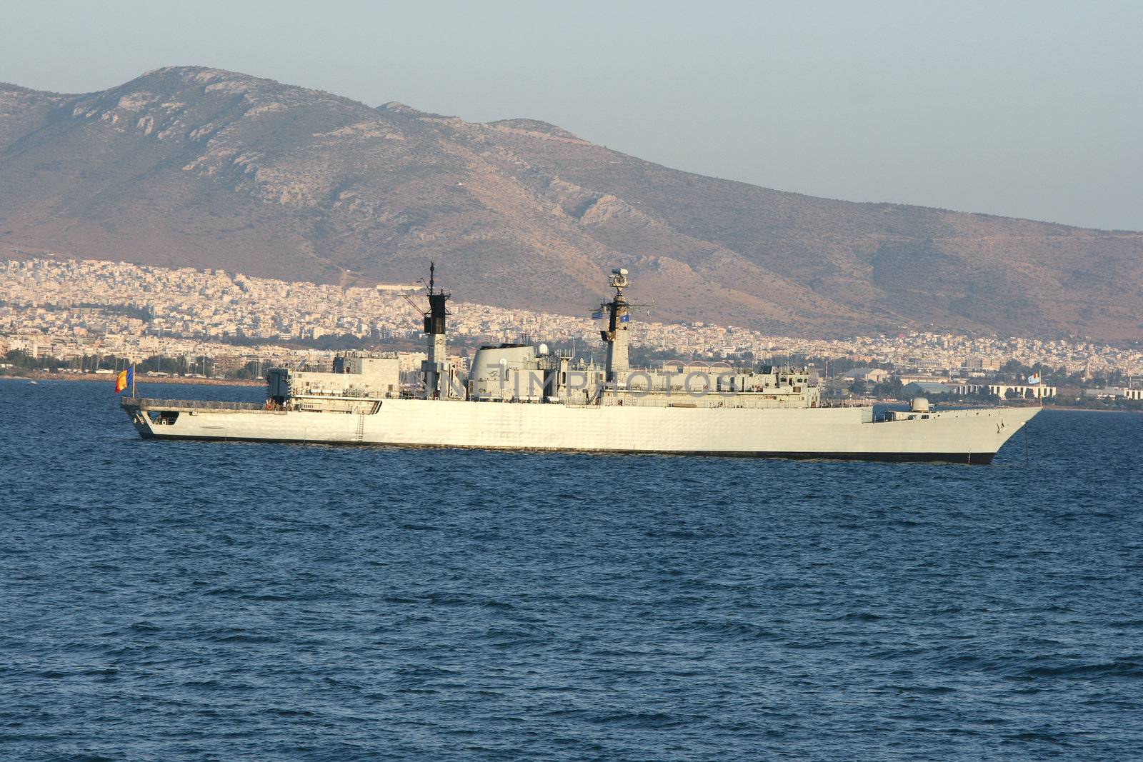 war ship in saronic gulf greece horizontal 