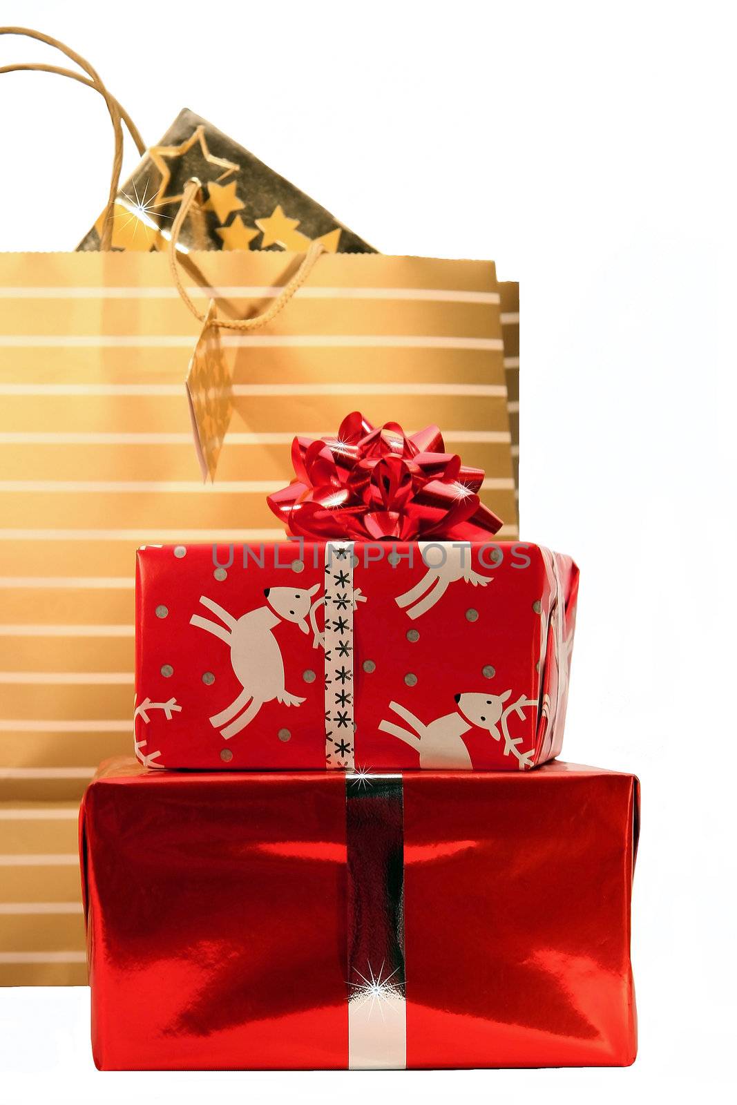 Christmas shopping bags and gifts