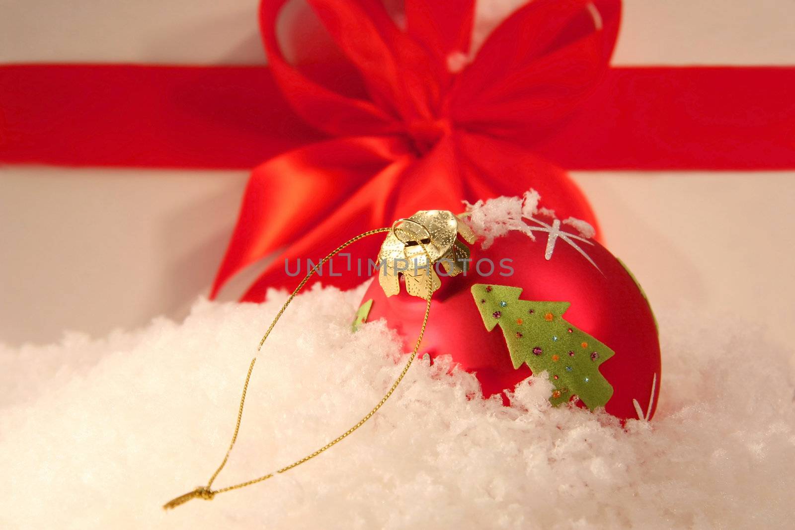 Christmas ball in the snow