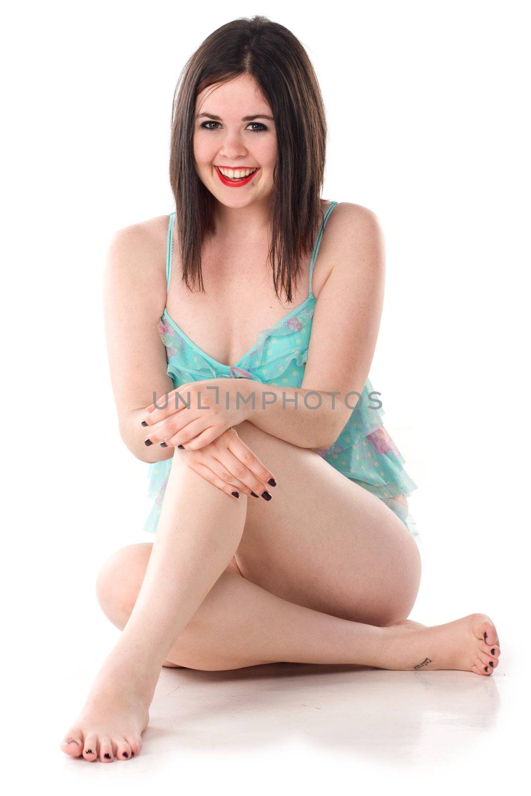 cute girl in pin-up pose in lingerie by krazeedrocks