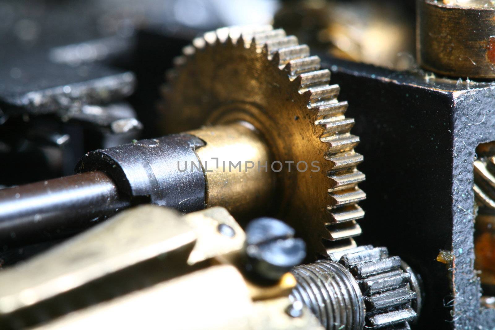 mechanical metal gear macro close up