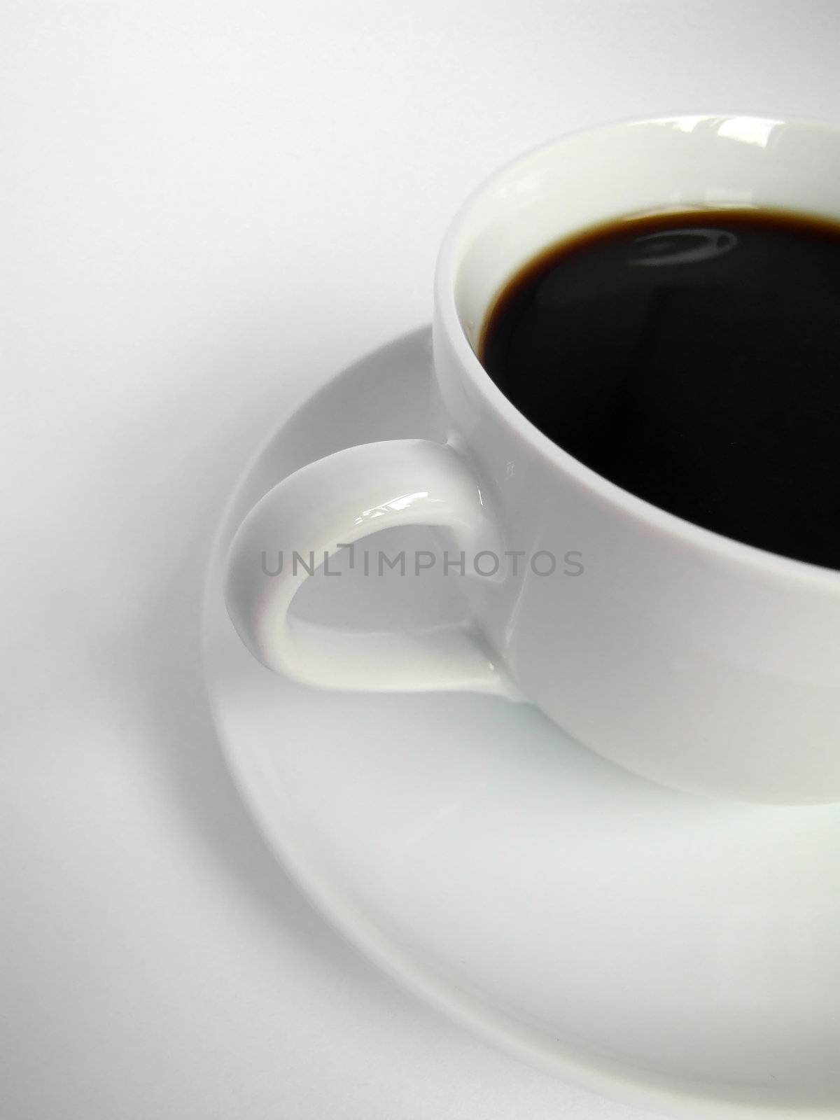 Black coffee in a white cup