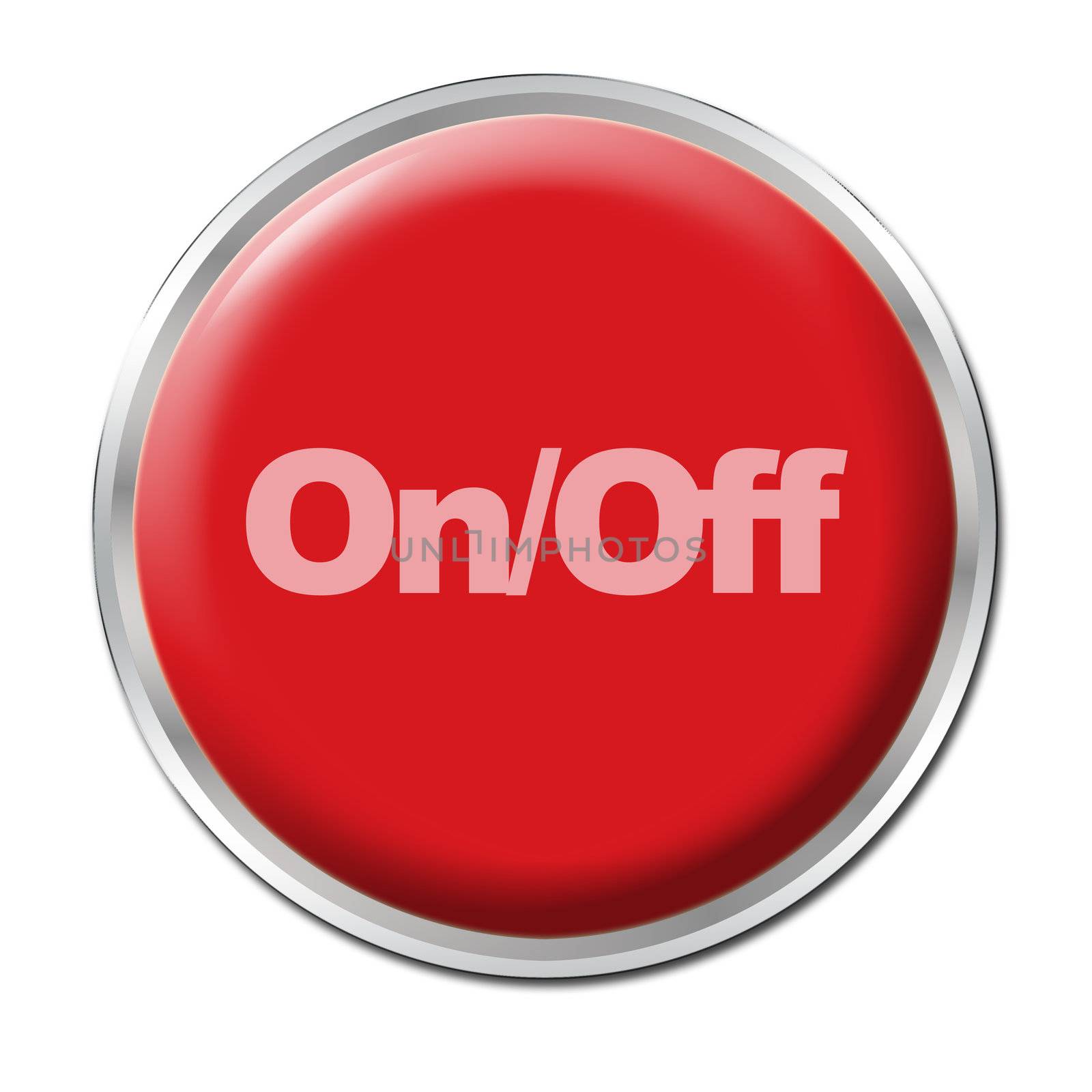 Red round button with the symbol On/Off