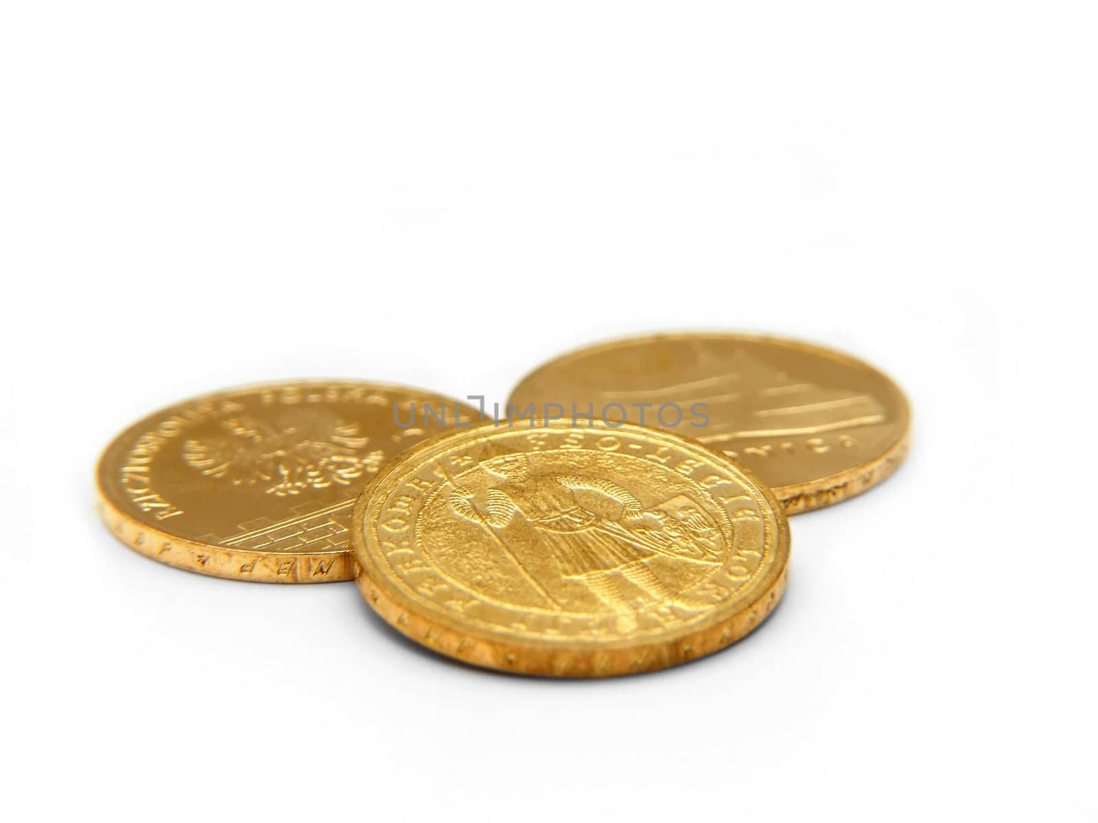 gold coins, isolated on white background