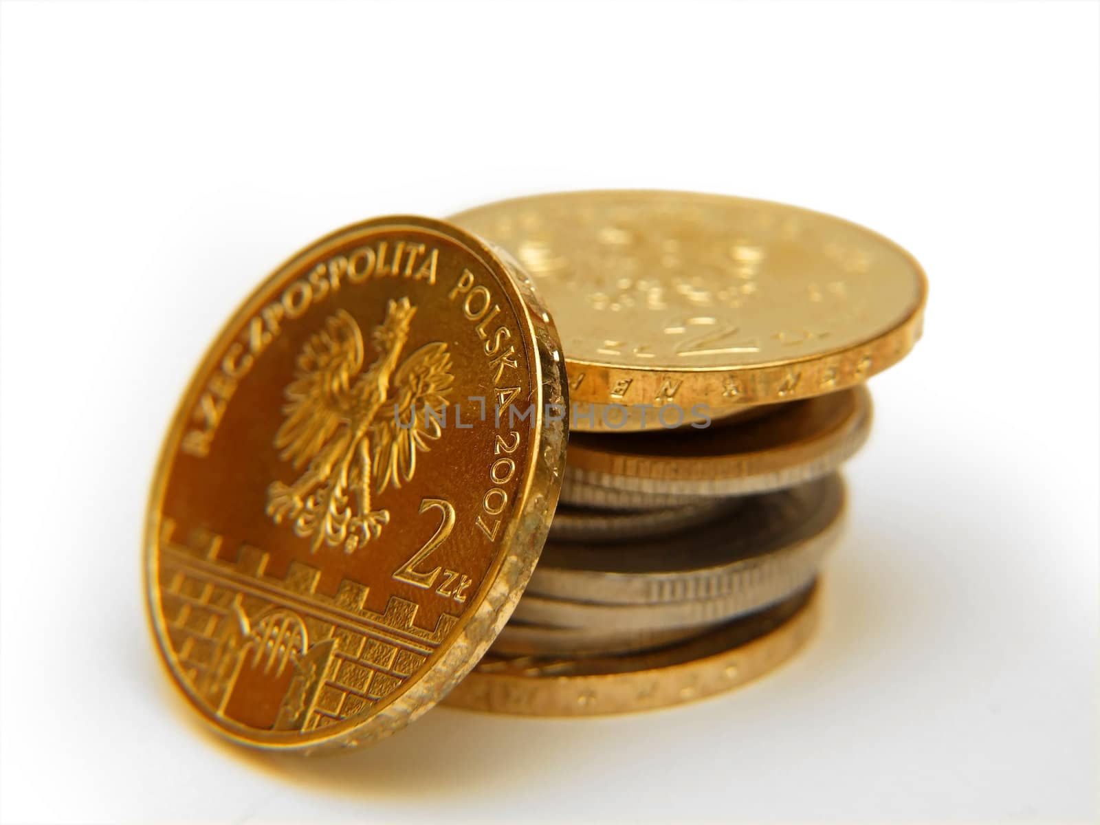 gold coins, isolated on white background