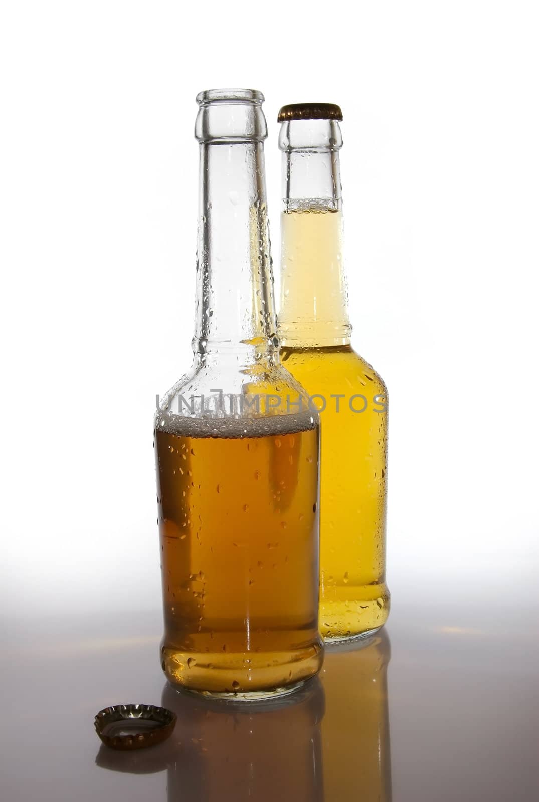 beer bottles on clean background