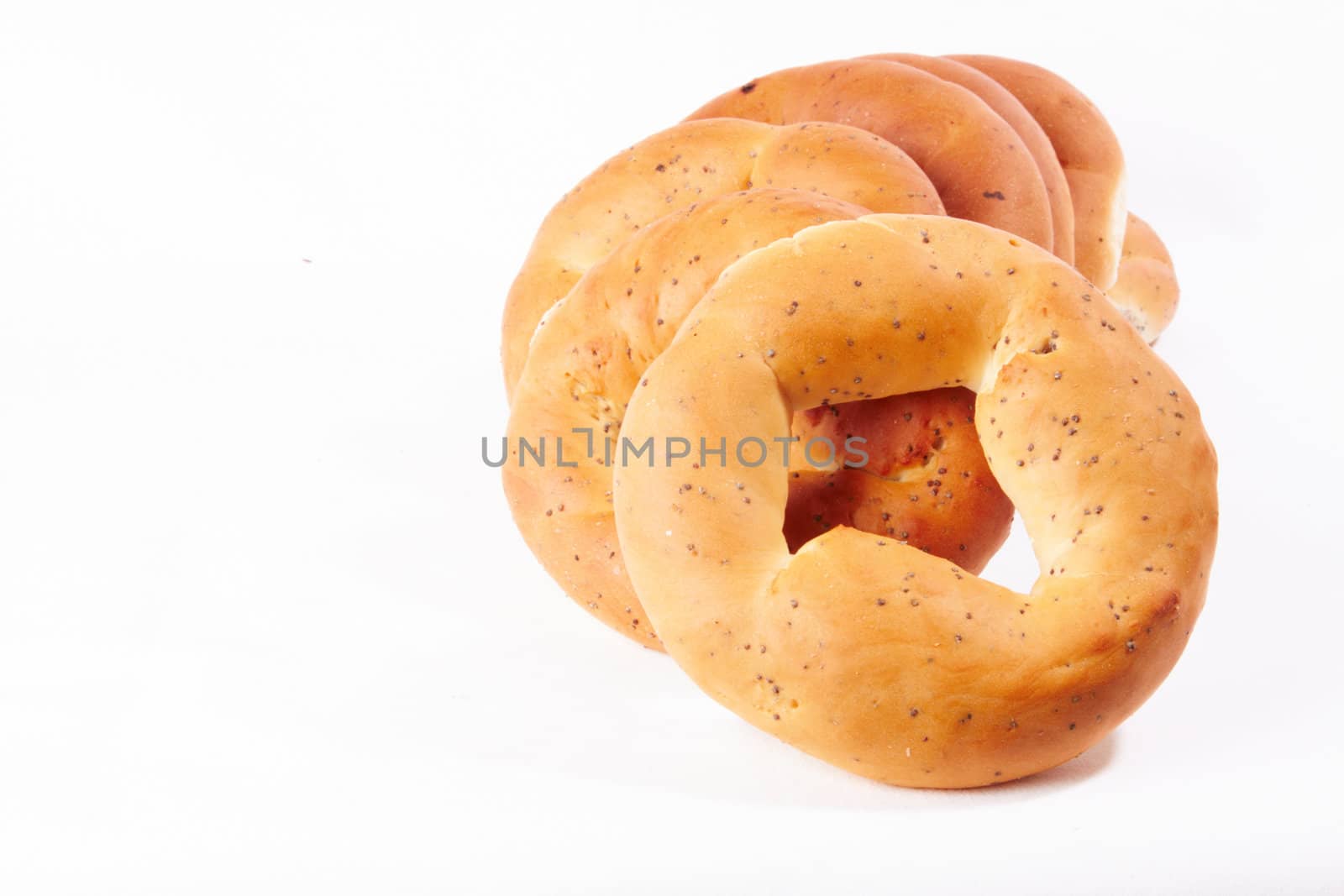 russian boublik - bread of the circular shape over white