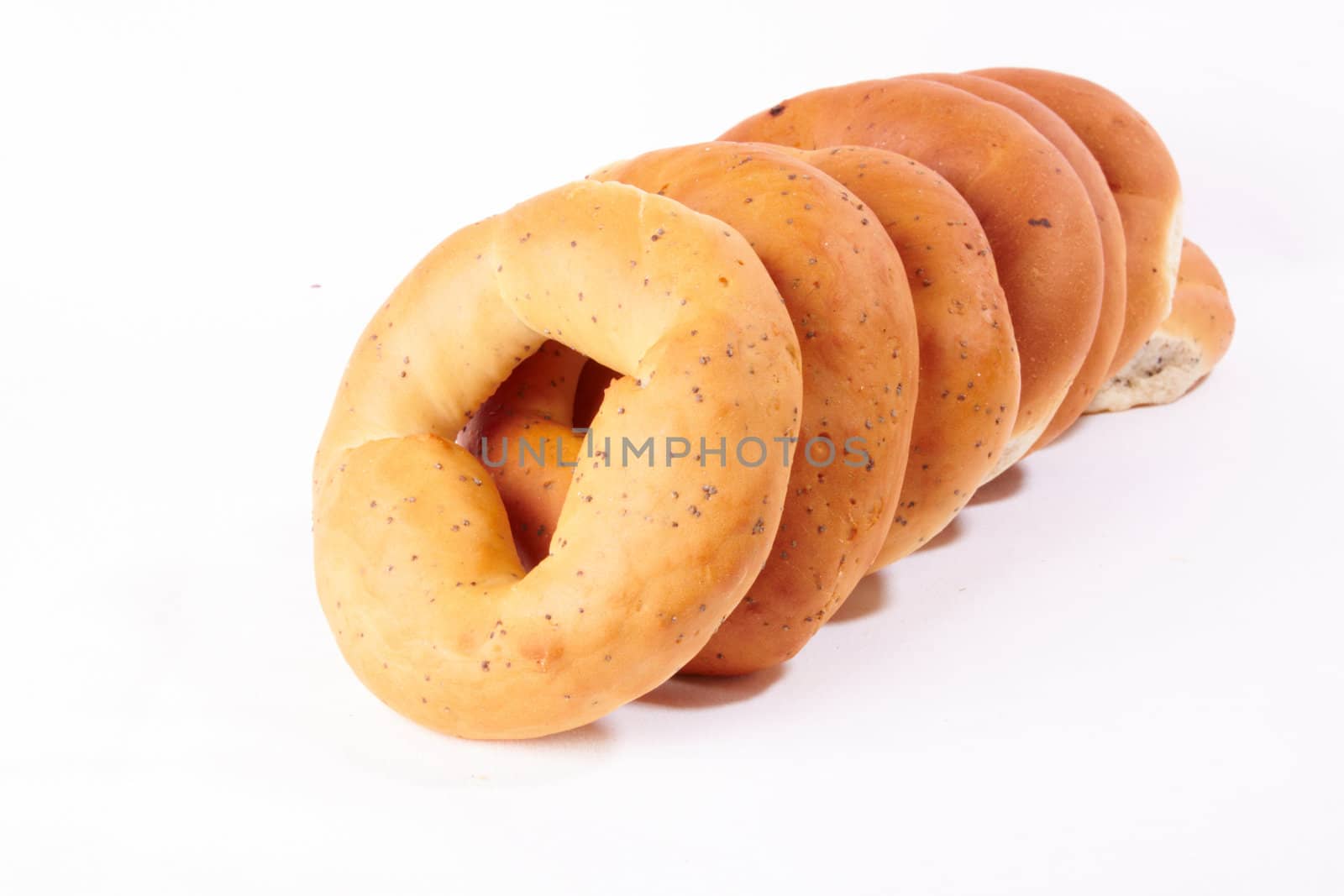 russian boublik - bread of the circular shape over white