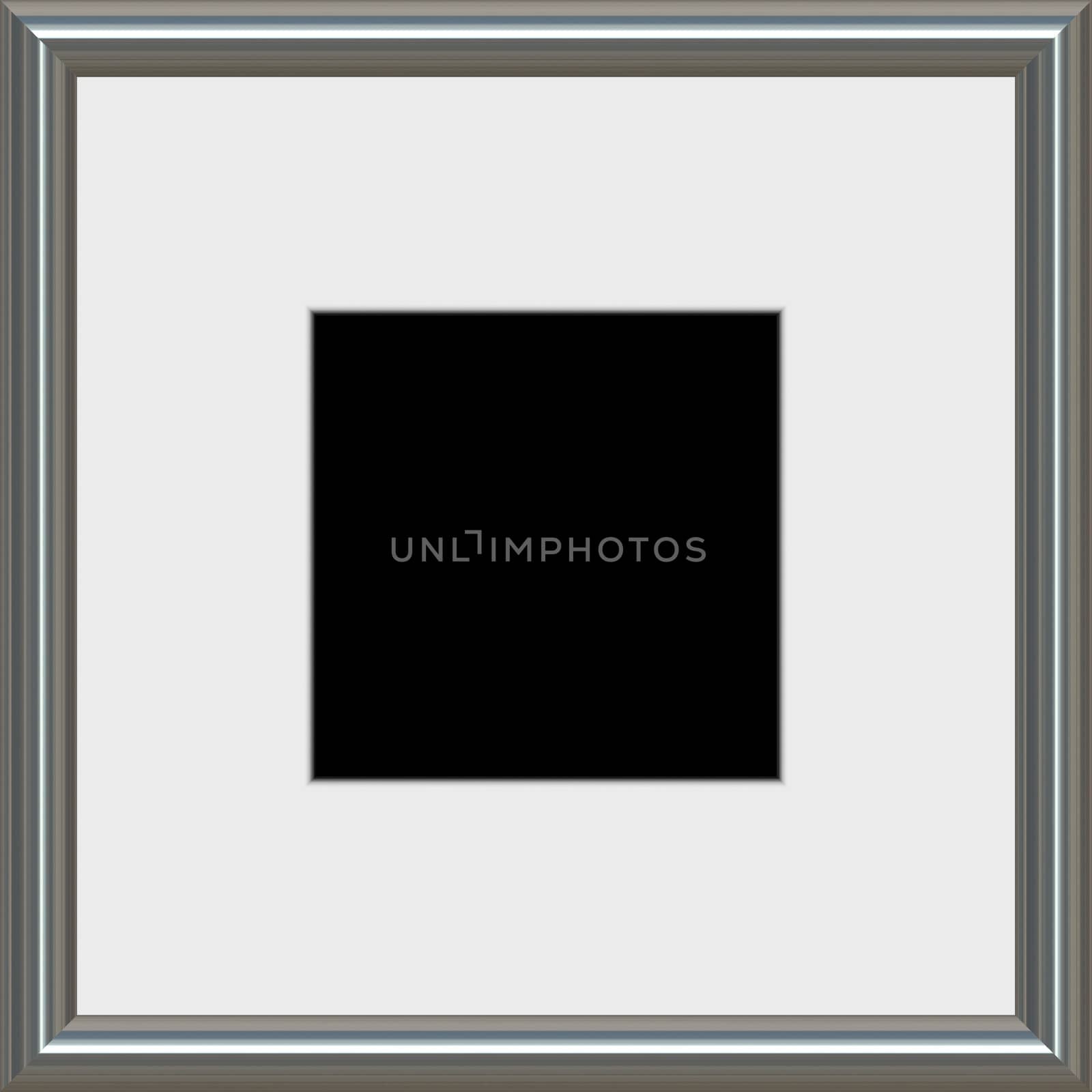 A modern silver frame with matted white space, complete with clipping paths.