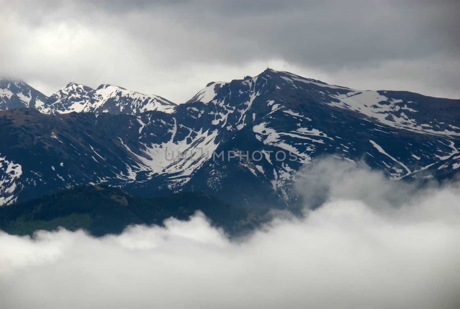 Snowcovered high mountain in Poland