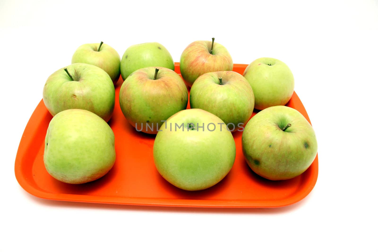 green apples over white background