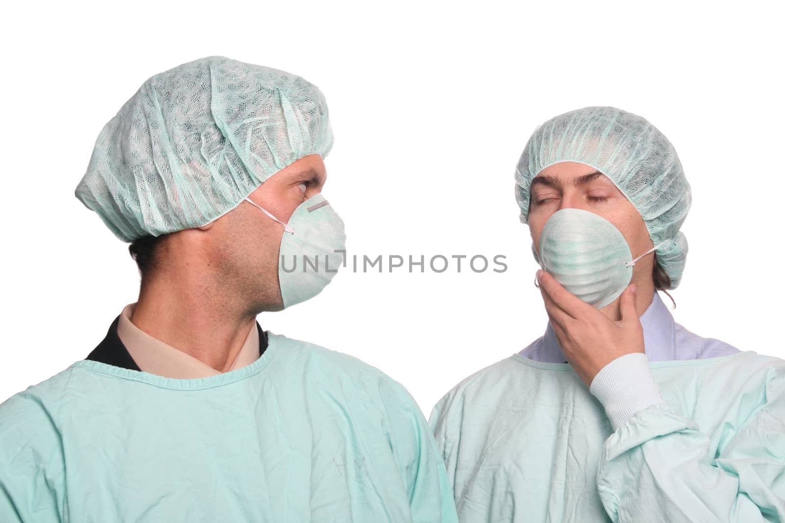 Nurses over white background studio