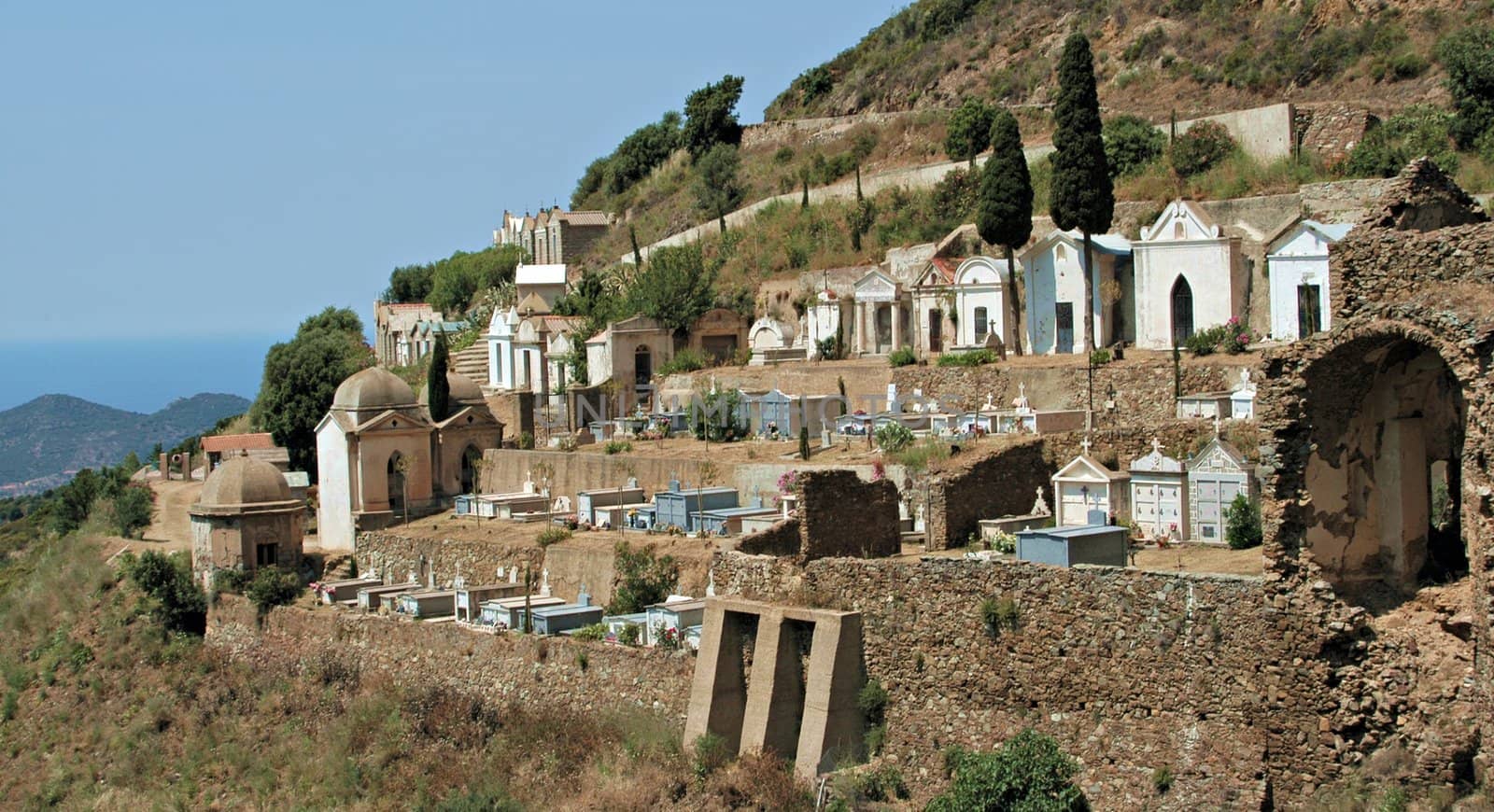 Cemetery in the mountains of Corsica, France