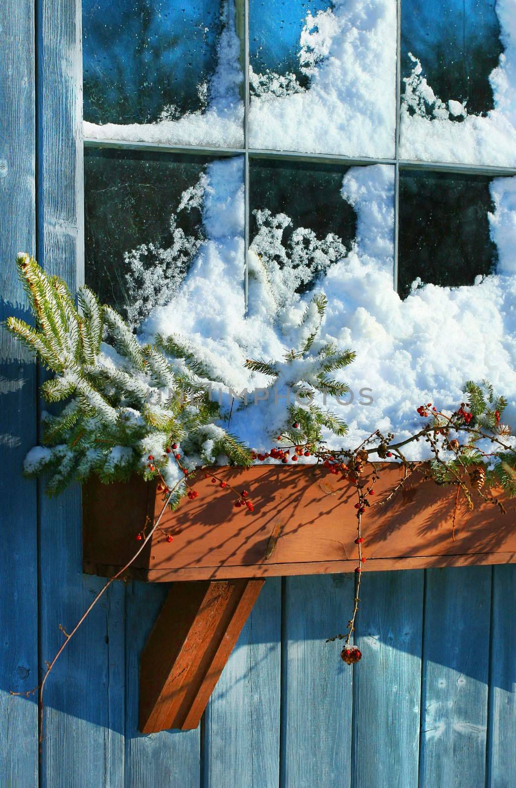 Old window in winter by Sandralise
