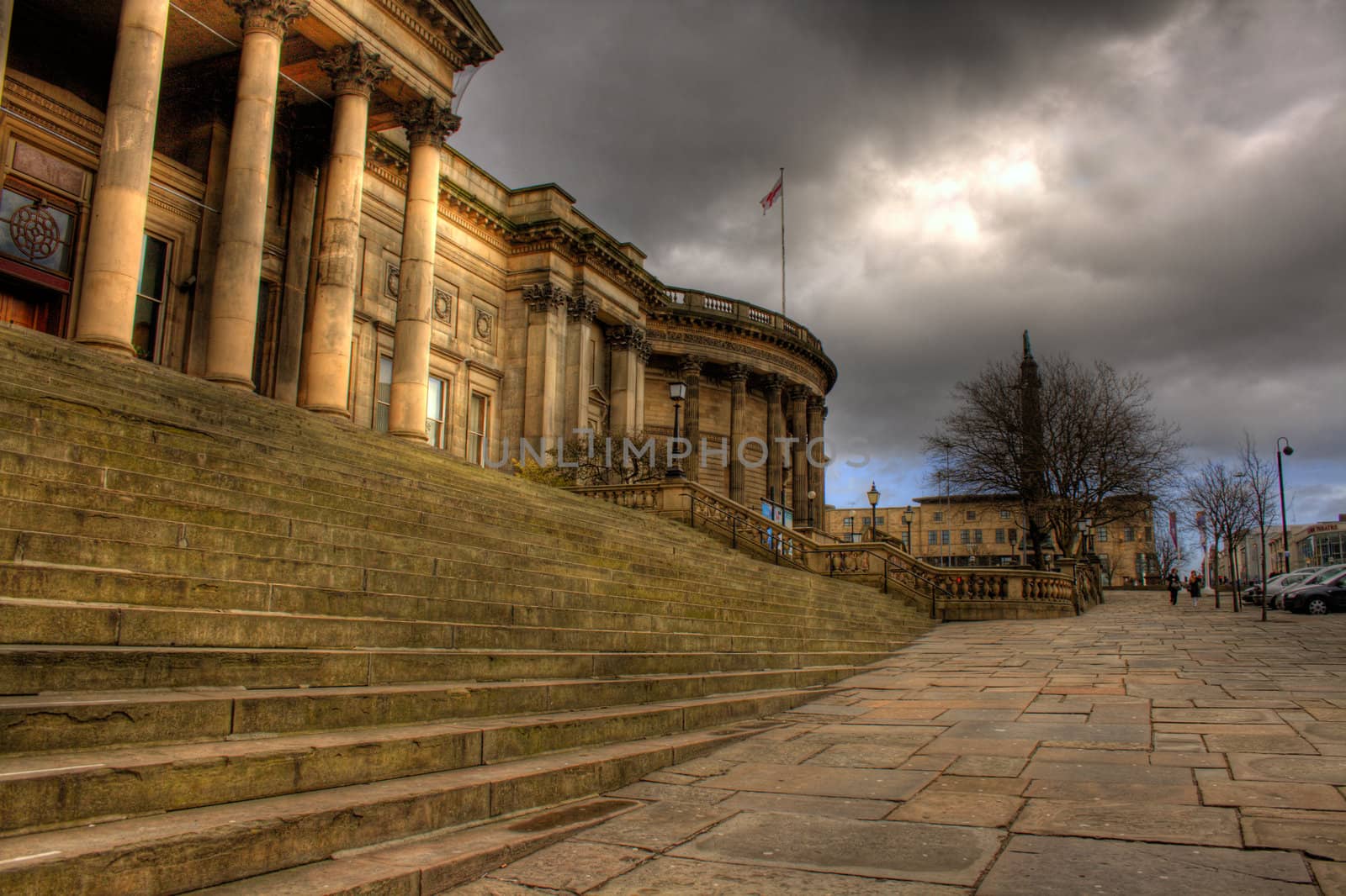 HDR image of Liverpool Central Library in William Brown St, Liverpool, England