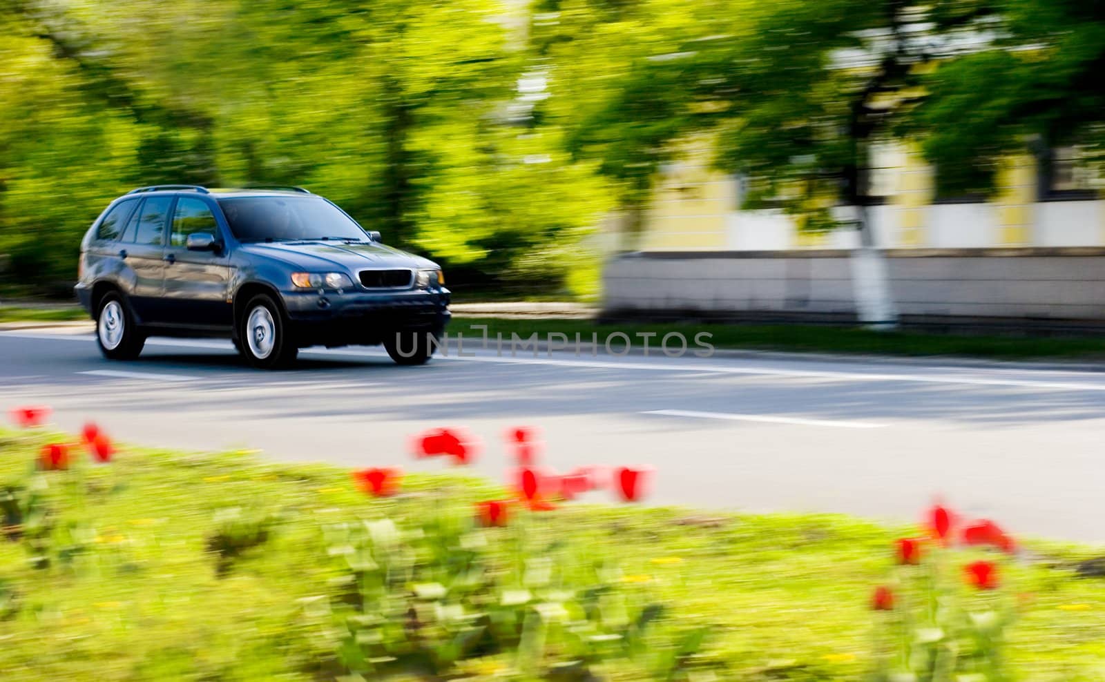 Big car on the street of city. Moscow, Russia 