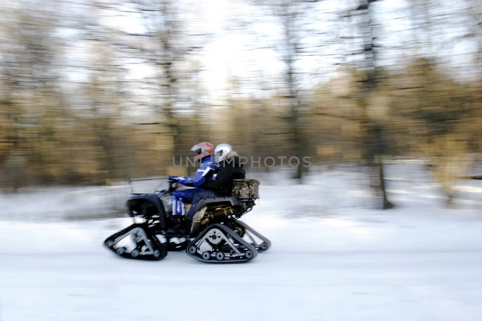 Rally Racing avd  in winter forest.