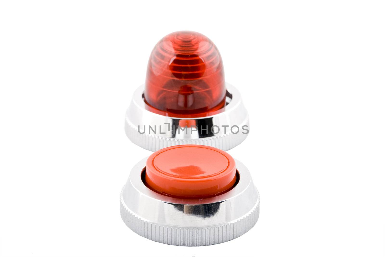 Power button and status indicator light on white background
