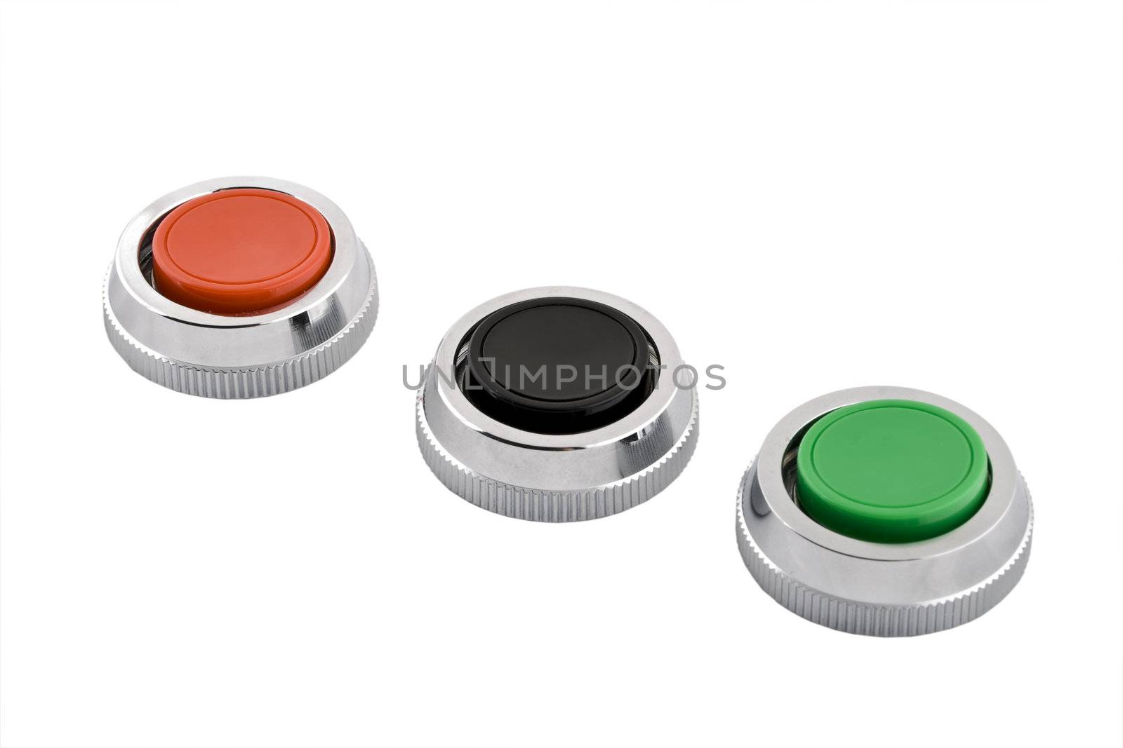 round power button on white background . . .