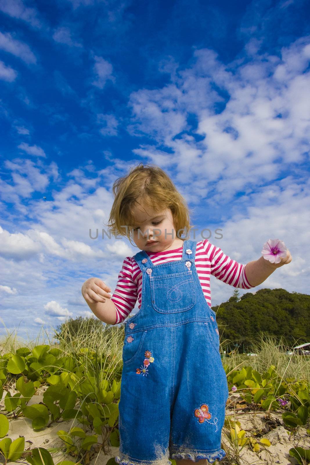 young girl at the beach in summer