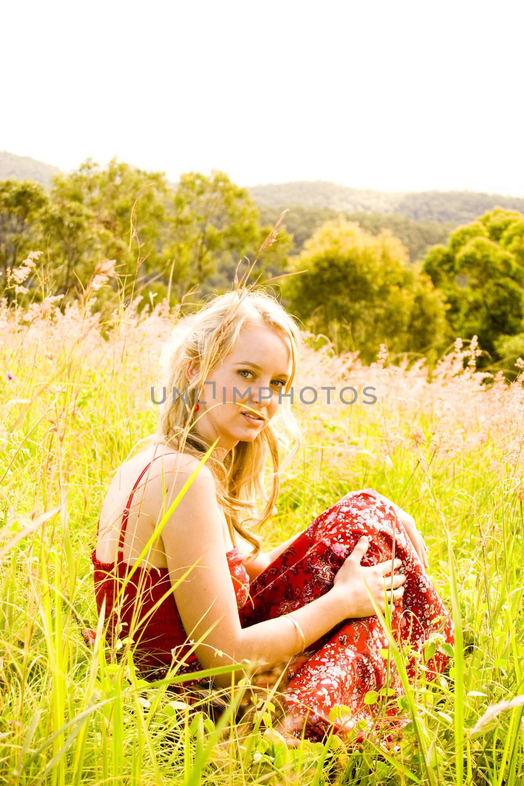 pretty young girl in the country
