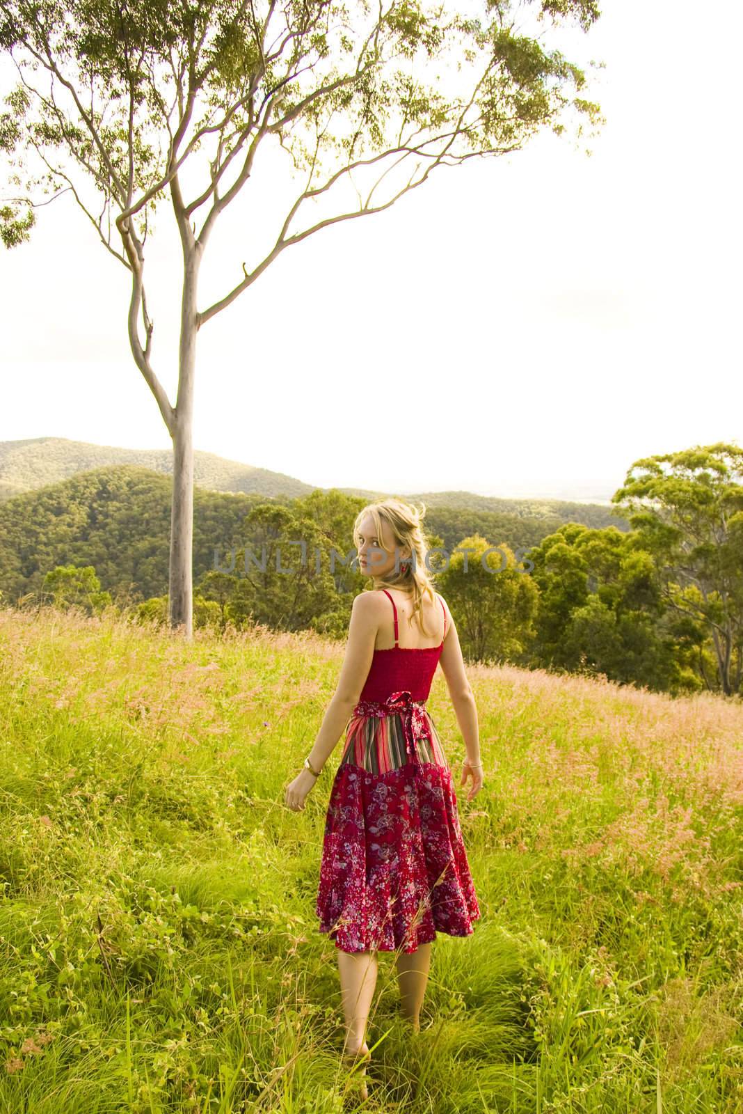 pretty young girl in the country