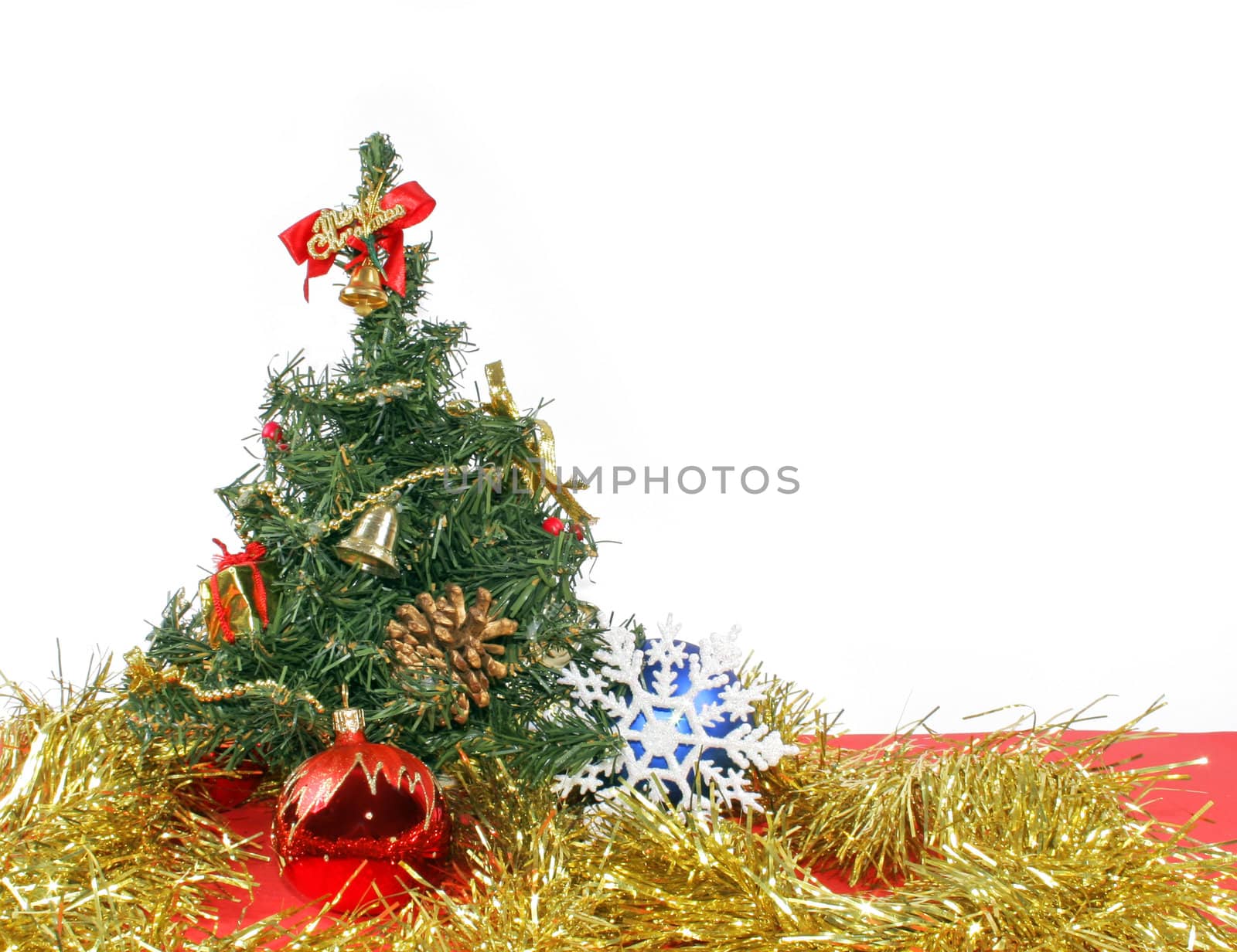 New year's embellishment under artificial fir tree